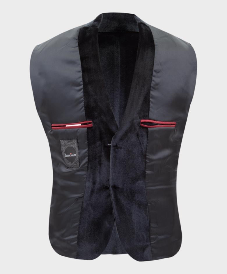 Blazer en Velours Tailored Fit avec Patte de Coude pour Garçons - Noir