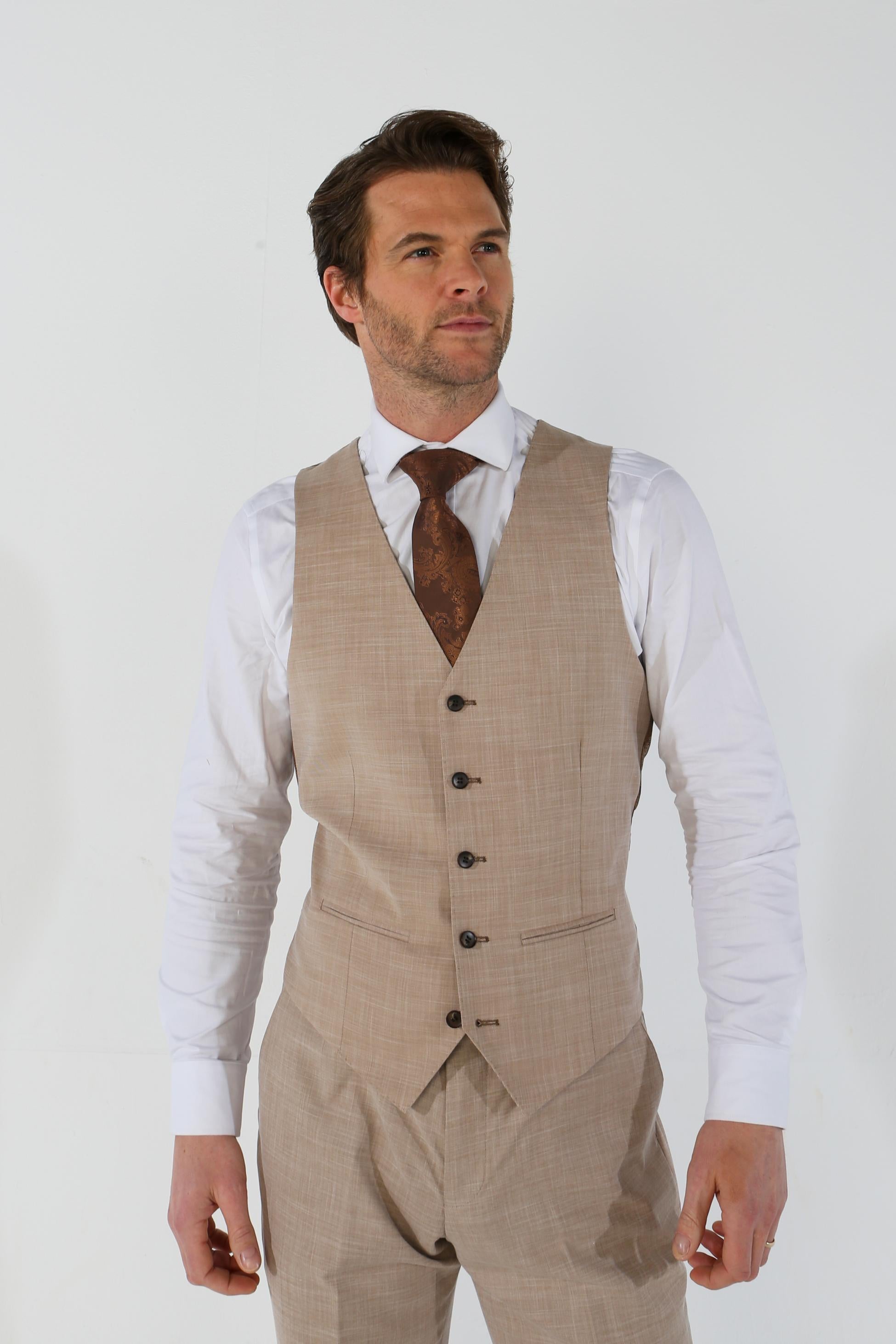 Costume à Motif Check Tailleur pour Homme - KURT - Beige