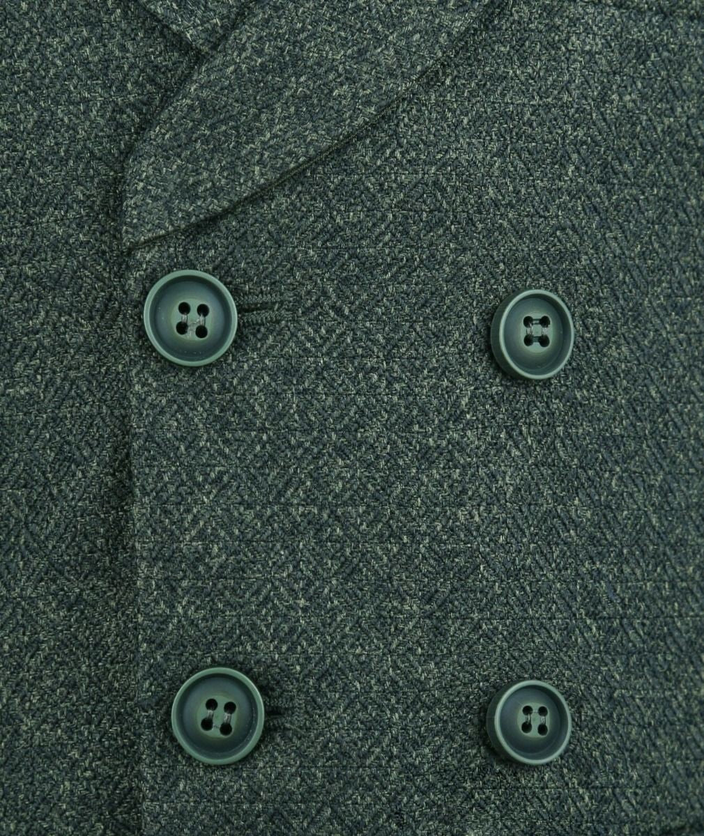 Gilet Double Boutonnage en Tweed à Motif Chevron pour Hommes et Garçons - ALPINI - Vert