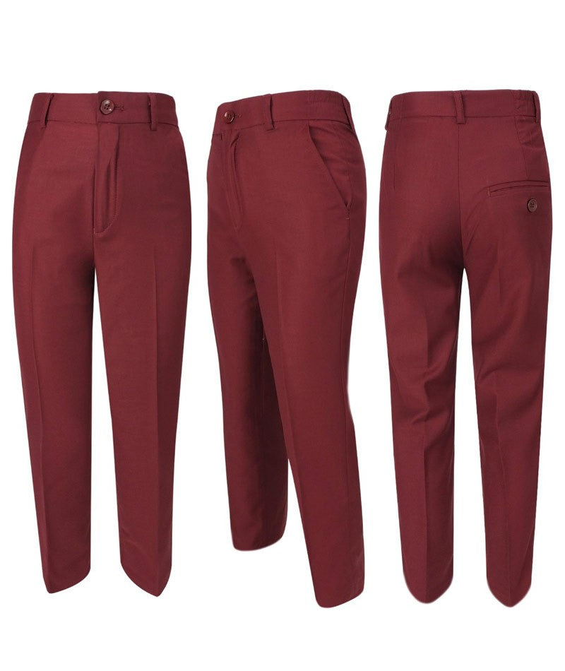 Jungen Regular Fit Kompletter Anzug - Weinrot