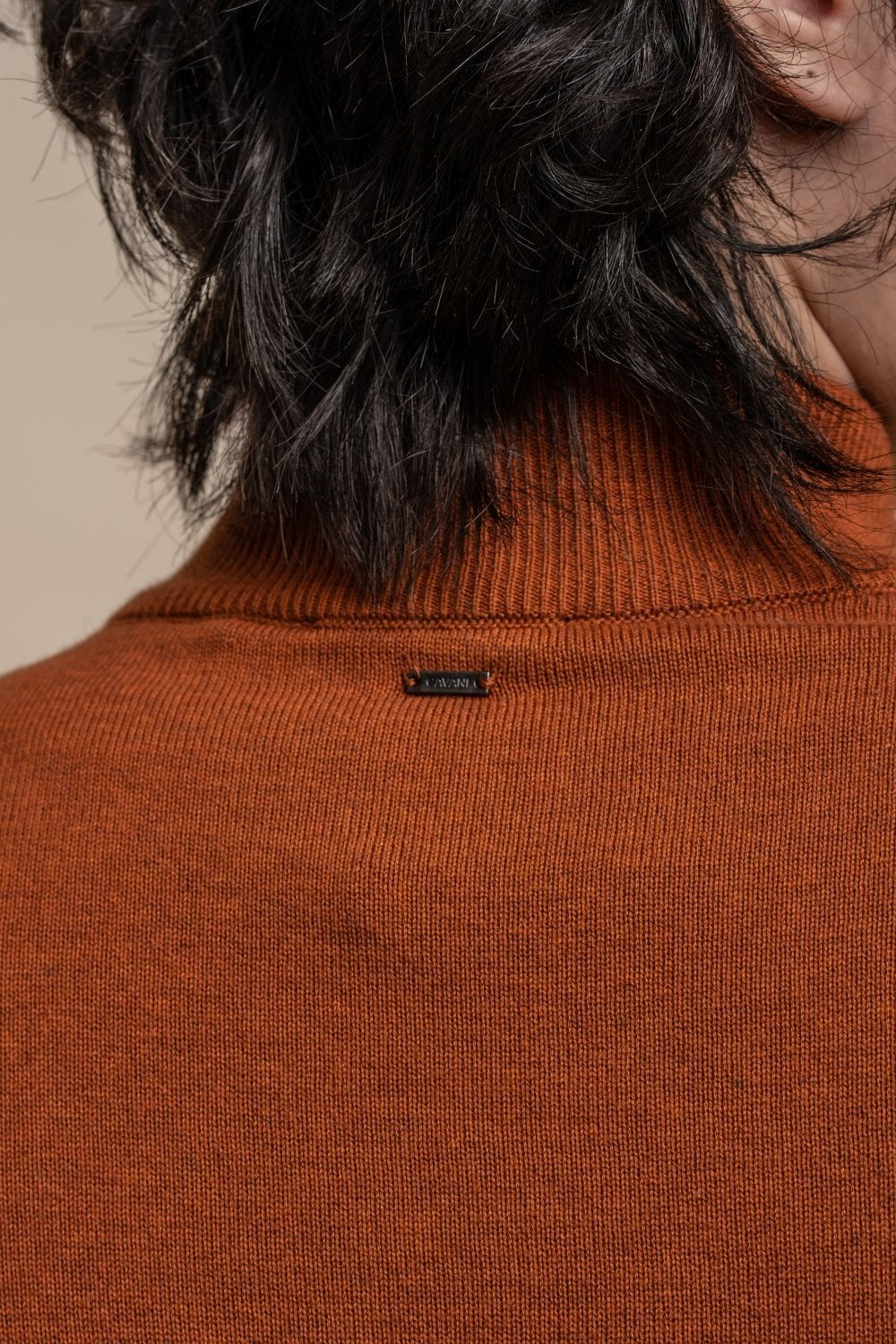 Men's Quarter Zip Knit Cotton Pullover - KYLE - Rustic Brick