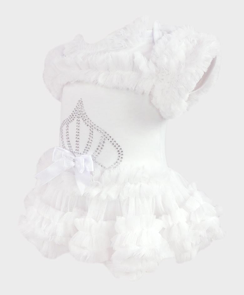 Bodysuit Tutu en Tulle et Coton pour Fillettes - Blanc