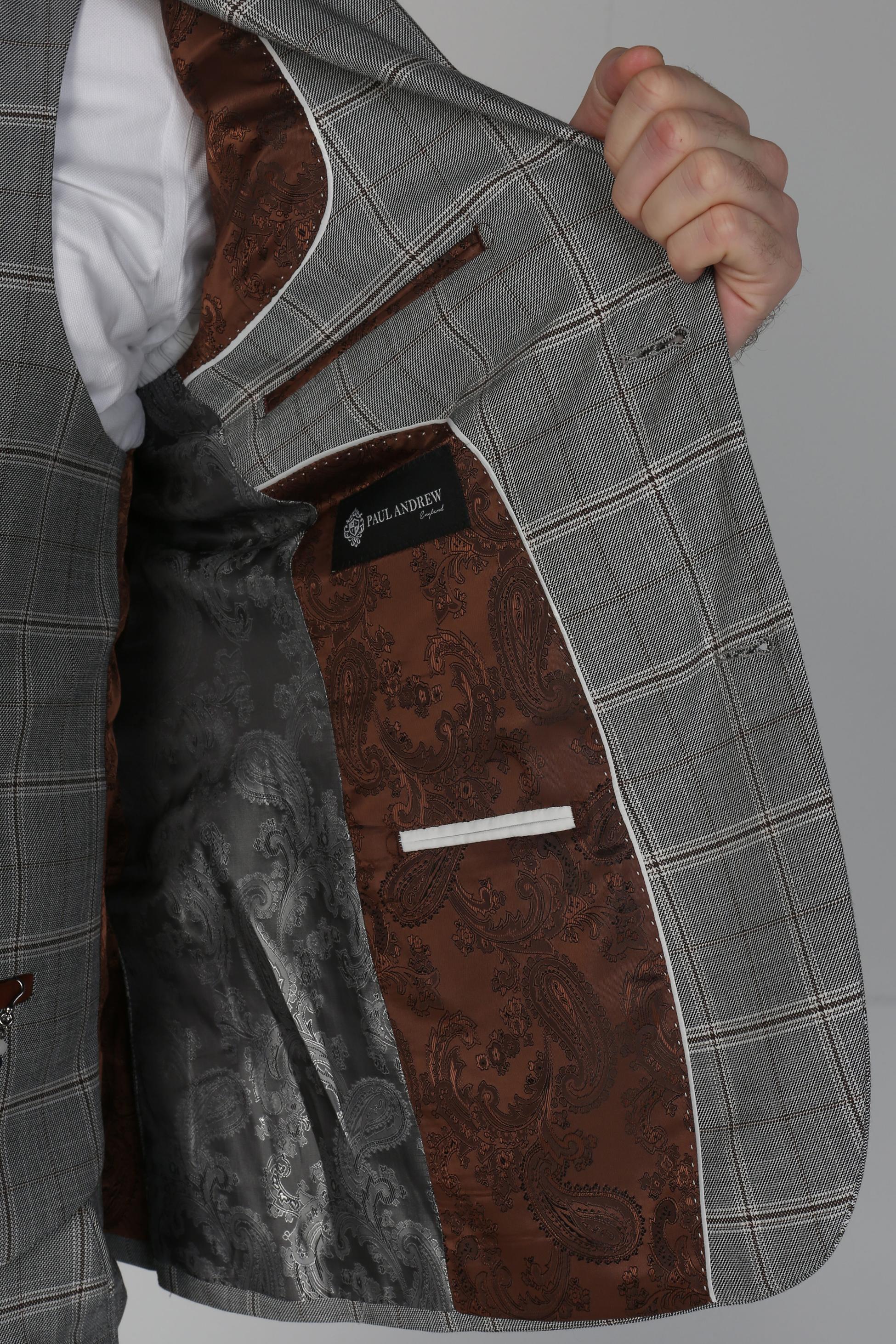 Costume à Motif Windowpane Gris pour Homme - FRANCIS - Gris