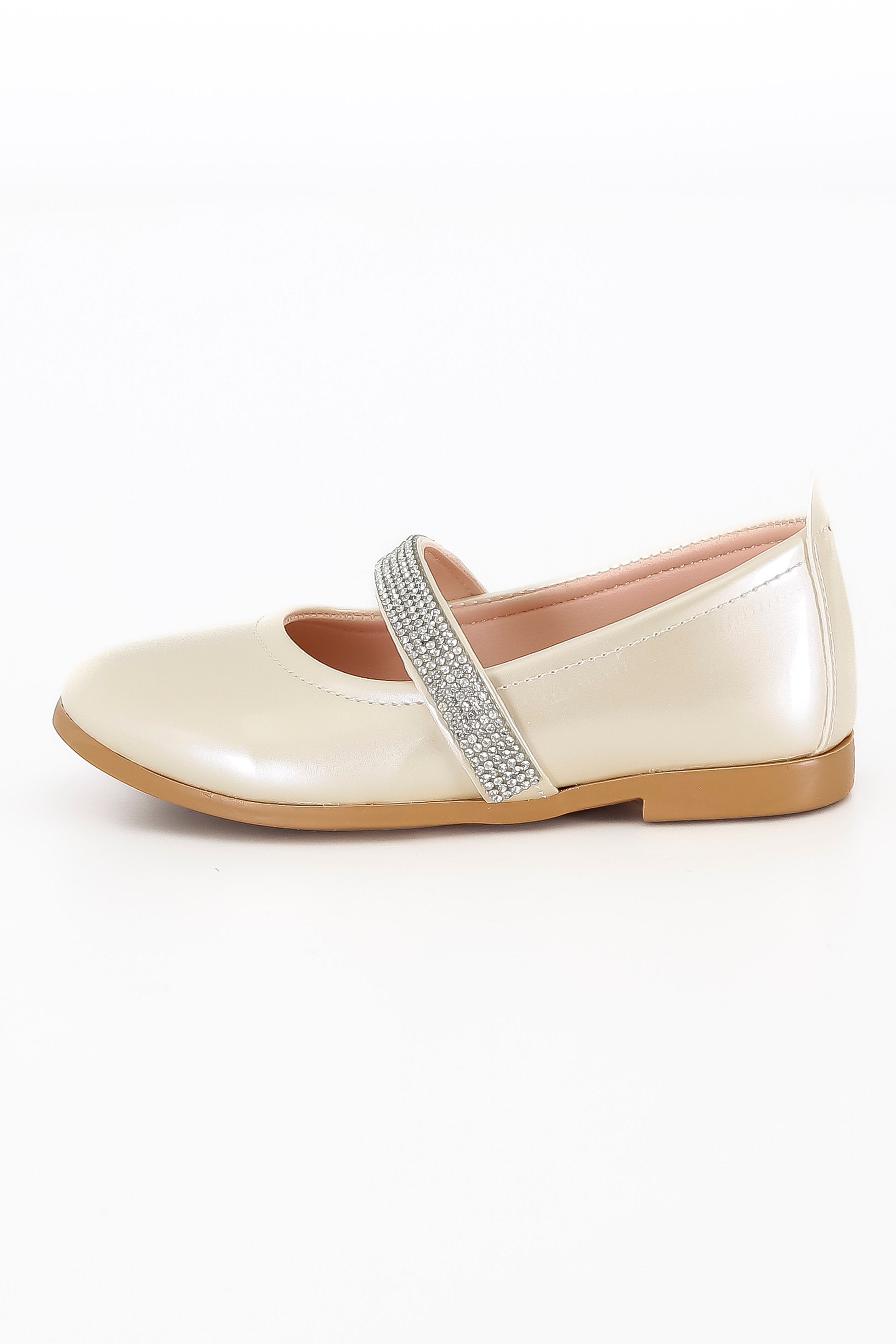 Girls Rhinestone Patent Mary Jane Shoes - ARWEN - Ivory