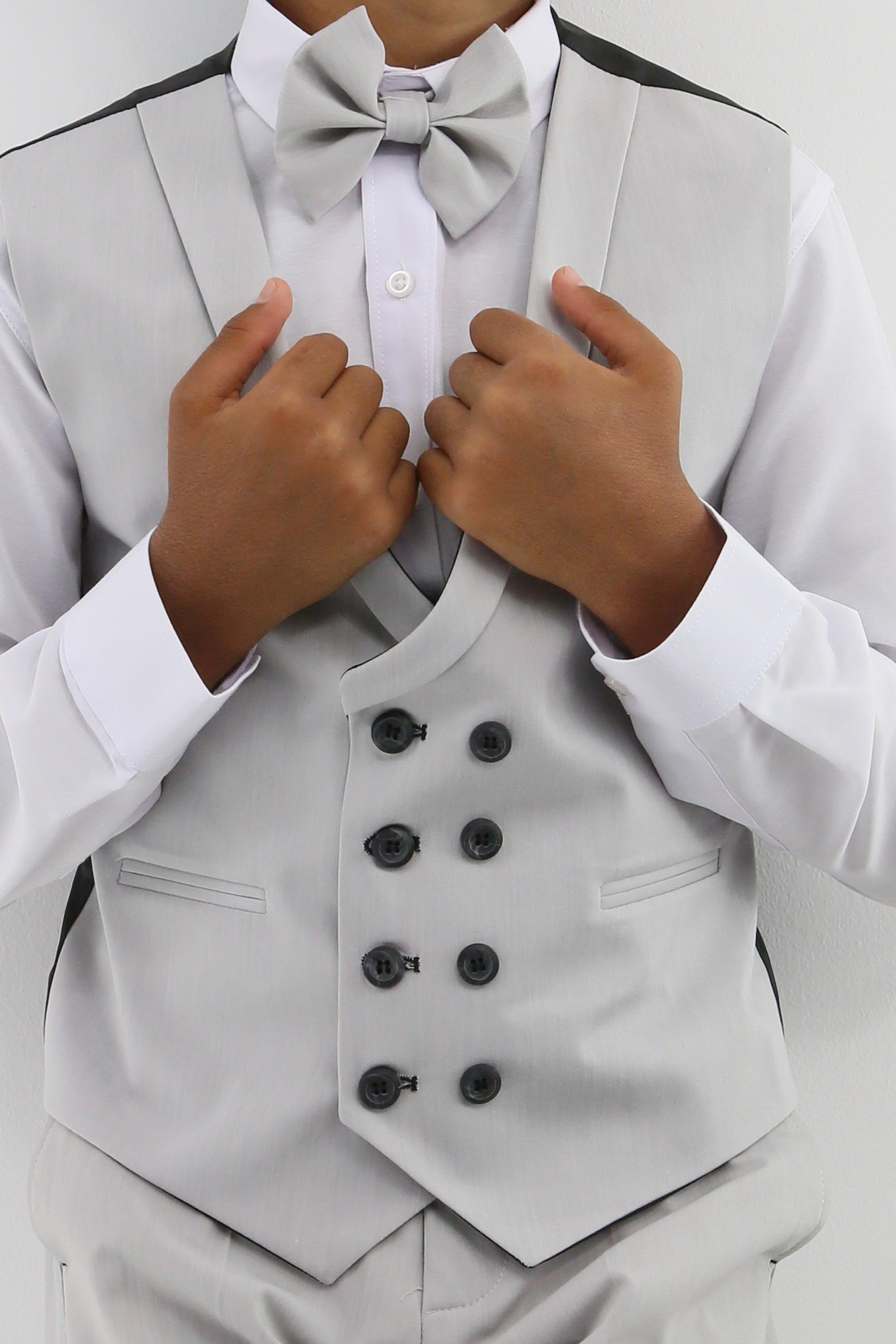 Jungen Anzug mit Doppeltknopf Weste 6-teilige Set - Schiefergrau