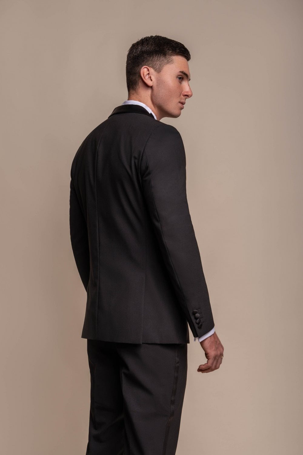 Herren Slim Fit Wollmischung Smoking Anzugjacke - ASPEN - Schwarz