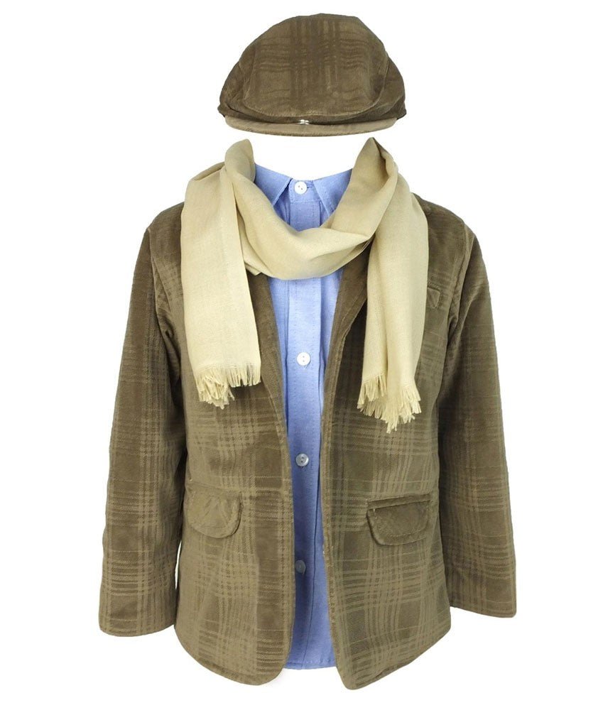 Jungen Wildlederartiger Kamelbrauner Blazer - Kombiniertes Set - Kamelbraun
