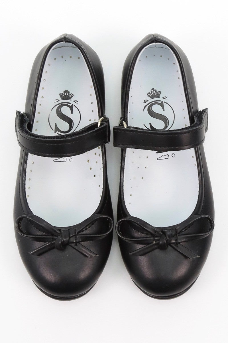 Mädchen Mary Jane Flache Kleiderschuhe - ANNA - Matt Schwarz
