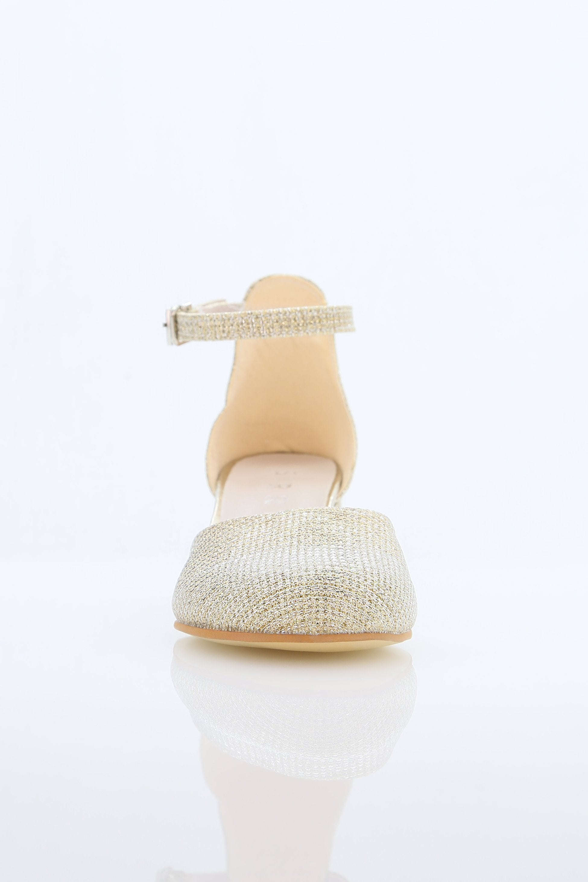 Chaussures à talons blocs blanches à bride pour filles - ELISE - Or