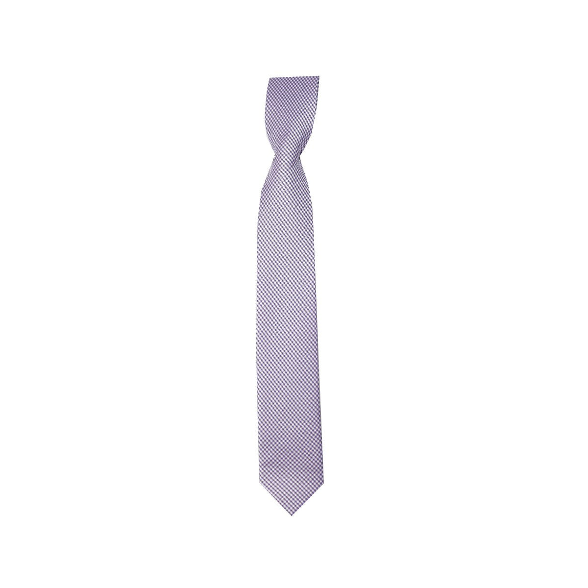 Boys Plaid Checkered Tie  Violet and White