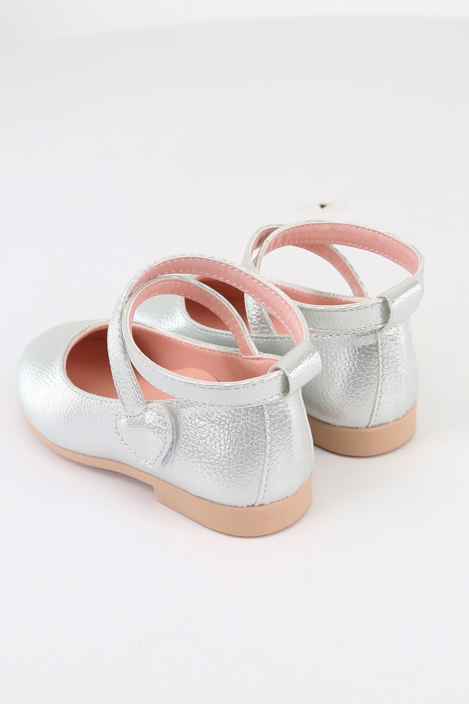 Chaussures Mary Jane Plates Brillantes avec Bride Croisée pour Filles - Argent