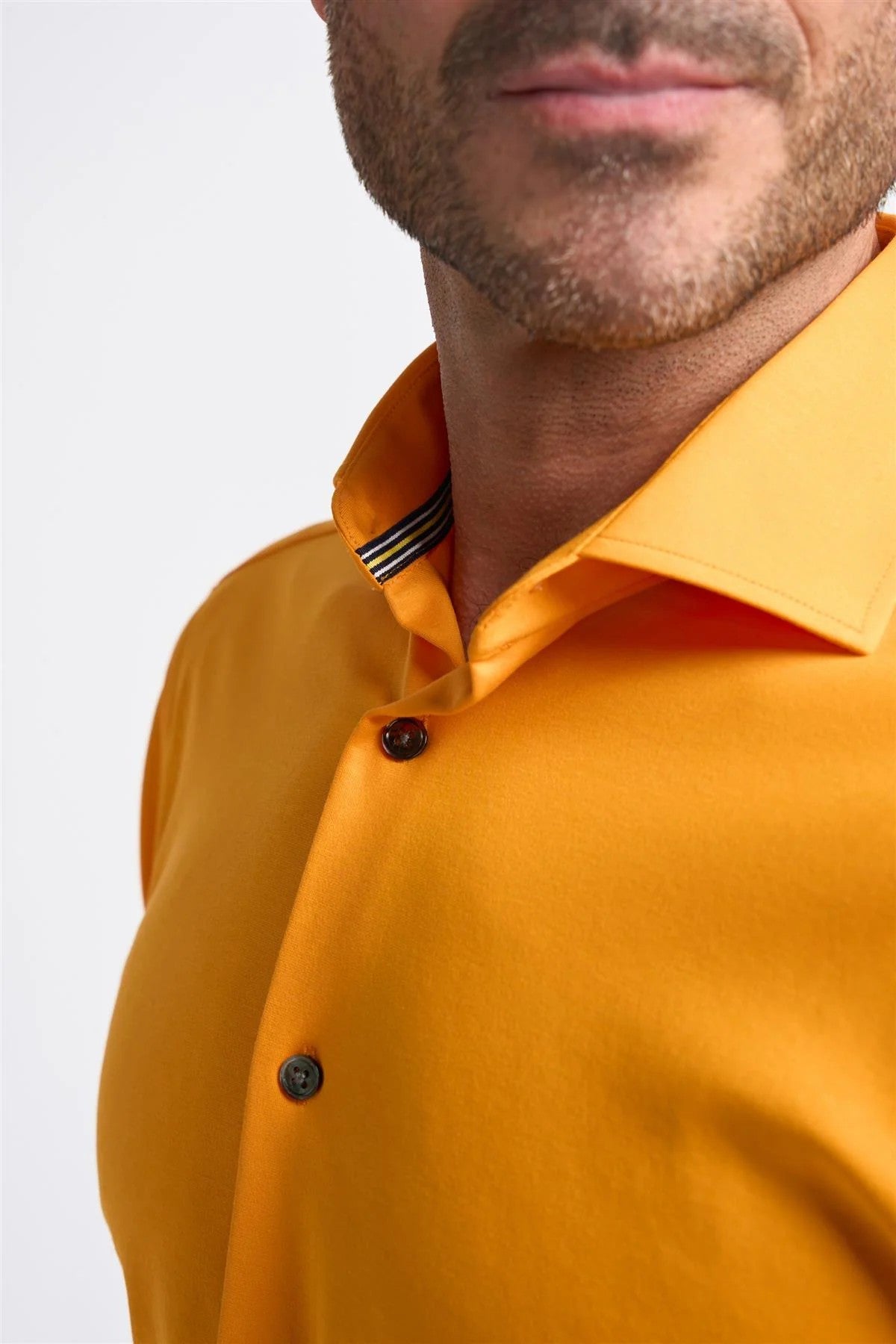 Chemise en coton ajustée à manches longues pour hommes - ASHLEY - Orange Flamme