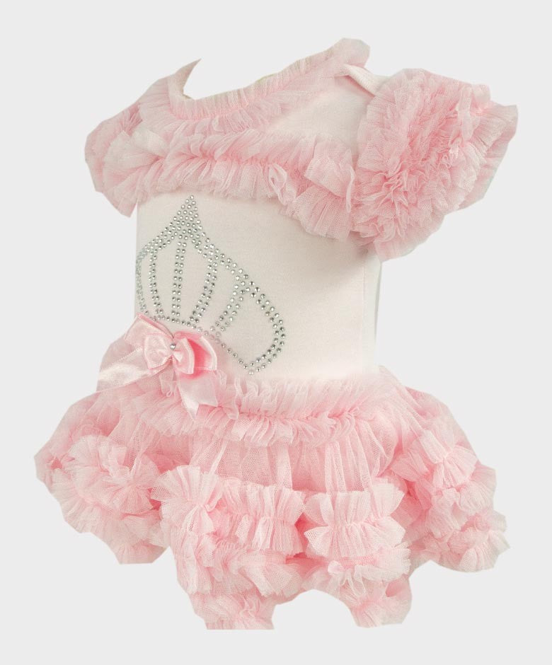 Bodysuit Tutu en Tulle et Coton pour Fillettes - Rose