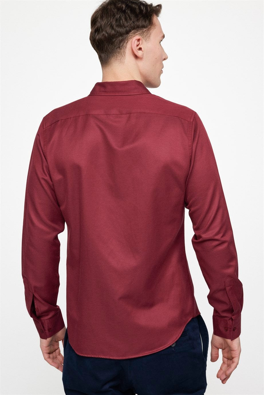 Herren Slim Fit Baumwoll Button-Down Oxford Hemd - GABARDIN - Burgunder