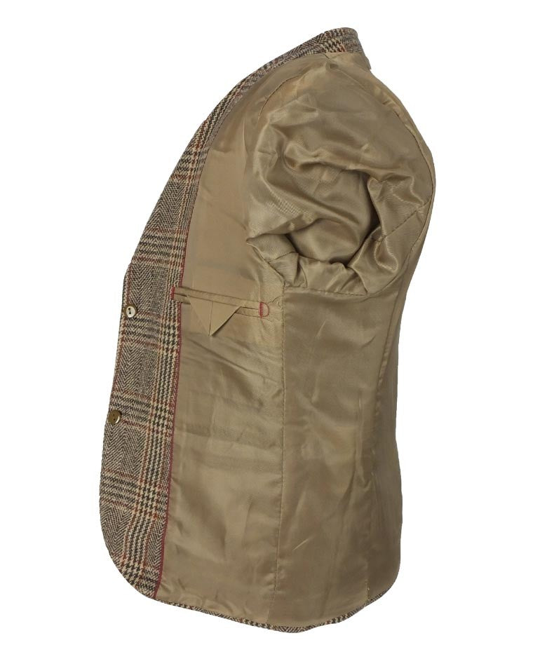 Jungen Fischgrät Tweed Karo Anzug mit Ellbogenpatches - LUCAS - Braun - Bordeaux