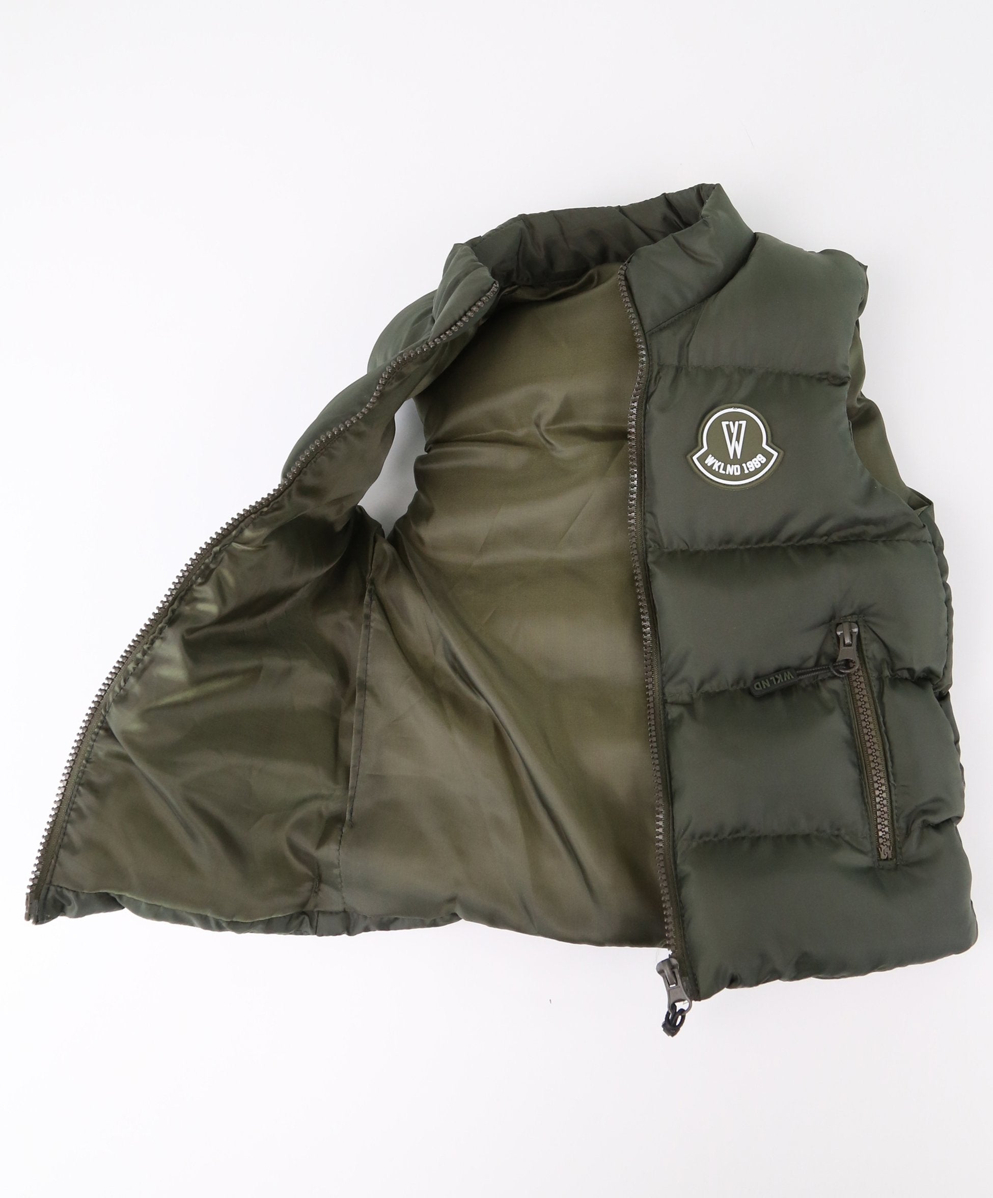 Jungen Pufferweste, Kinder gepolsterte ärmellose Winterbekleidung - Olivgrün
