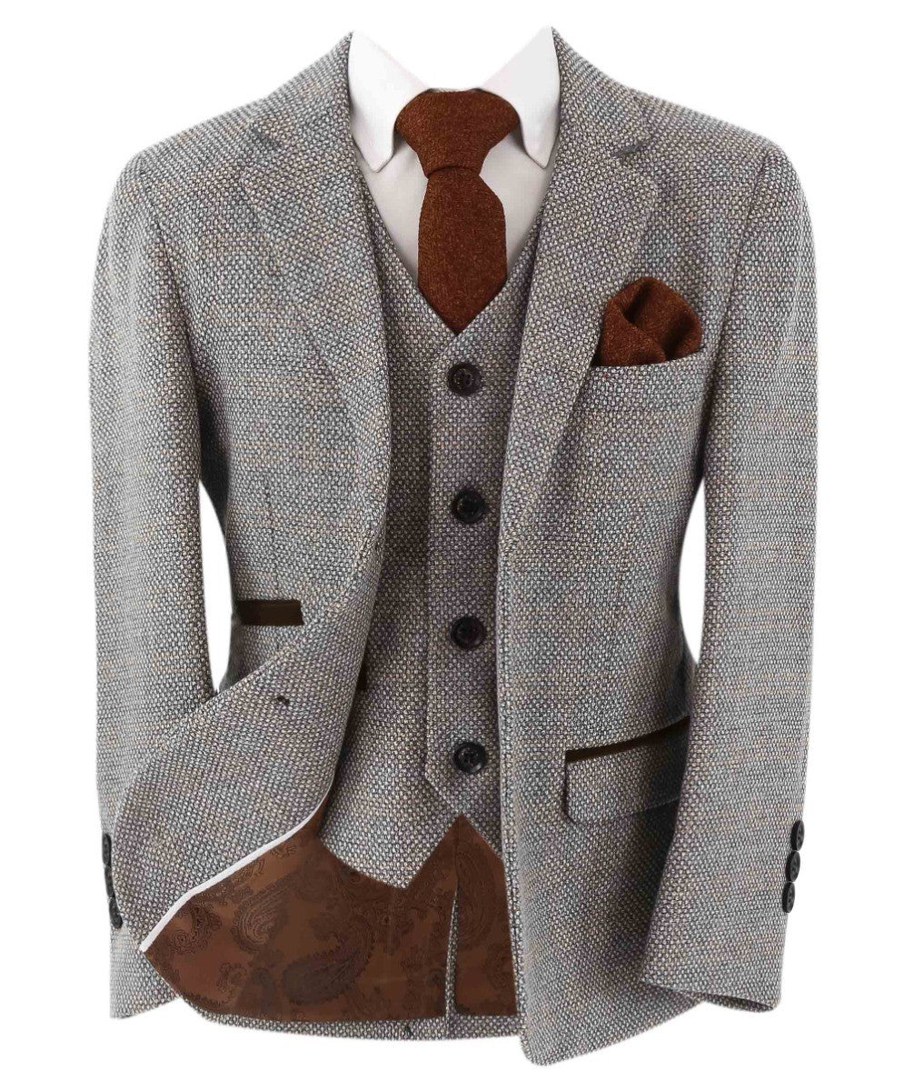 Jungen Tweed Maßgeschneiderter Formalanzug - Ralph - Creme