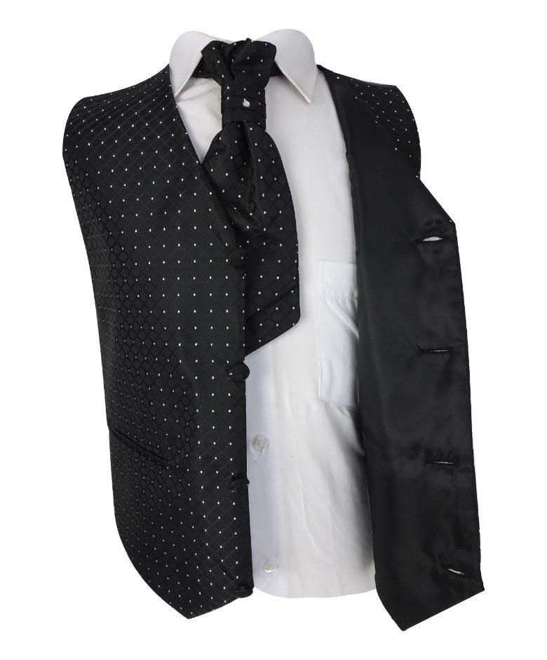Baby & Jungen 4-teiliges Diamant-Design Hochzeitswestenanzug - Schwarz