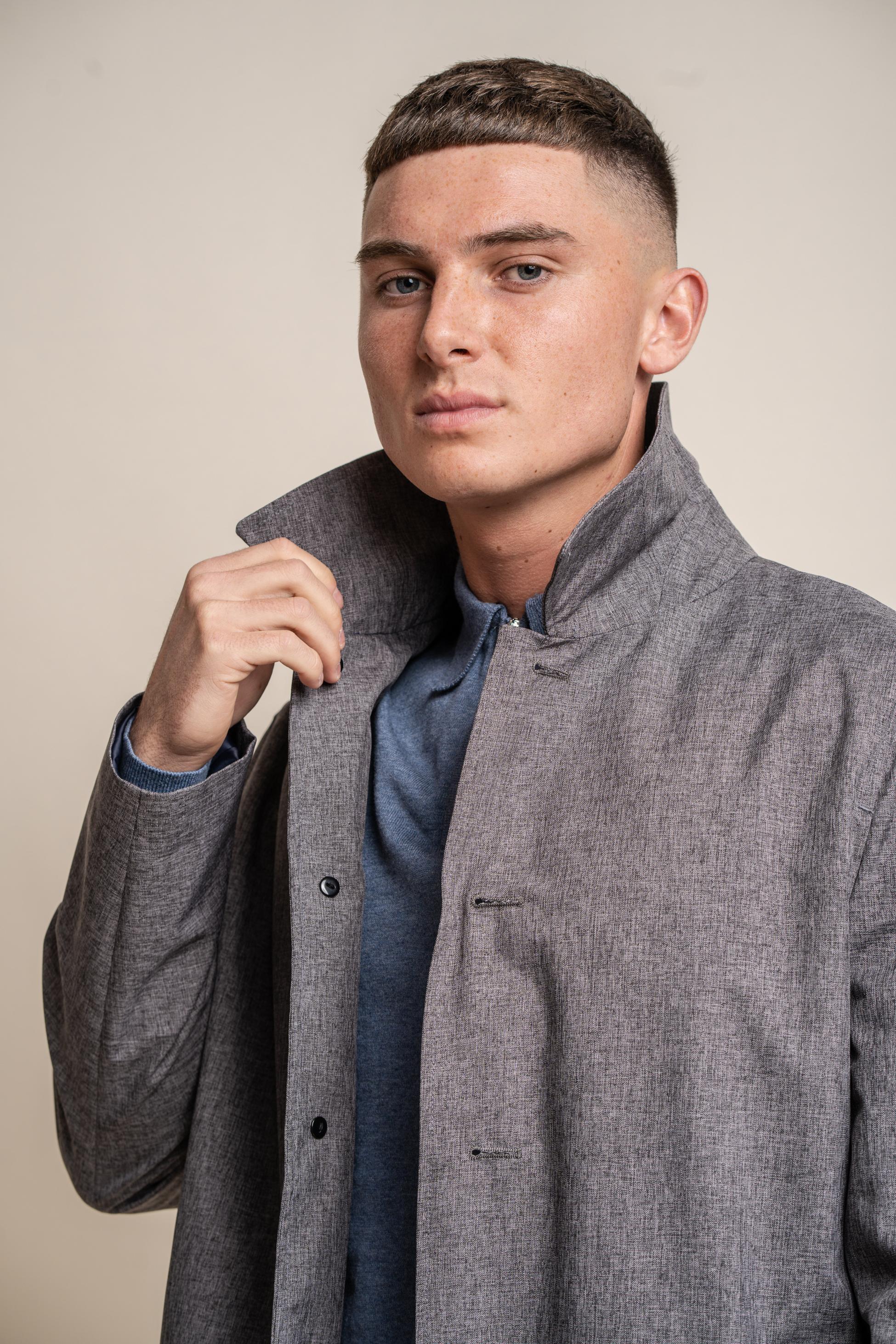 Manteau Midi Geke avec Fermeture Éclair Amovible pour Homme - BRANDO - Gris