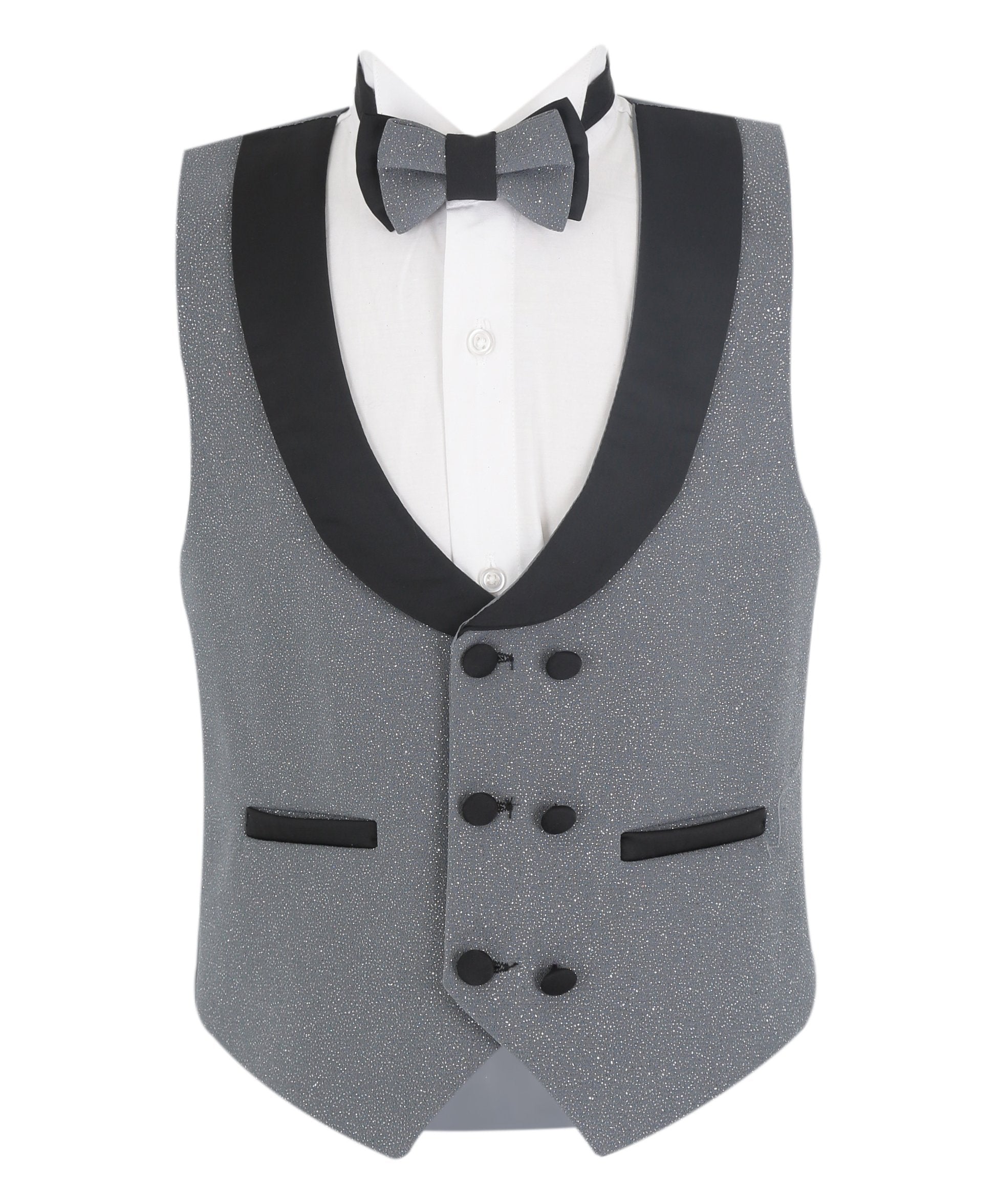 Jungen Slim Fit Glitzernder Tuxedo Anzug - Grau