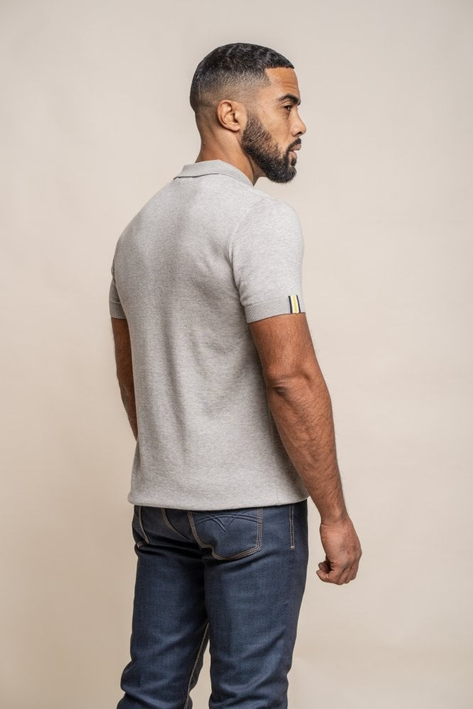 Chemise polo à manches courtes en coton pour hommes - Dino - Gris