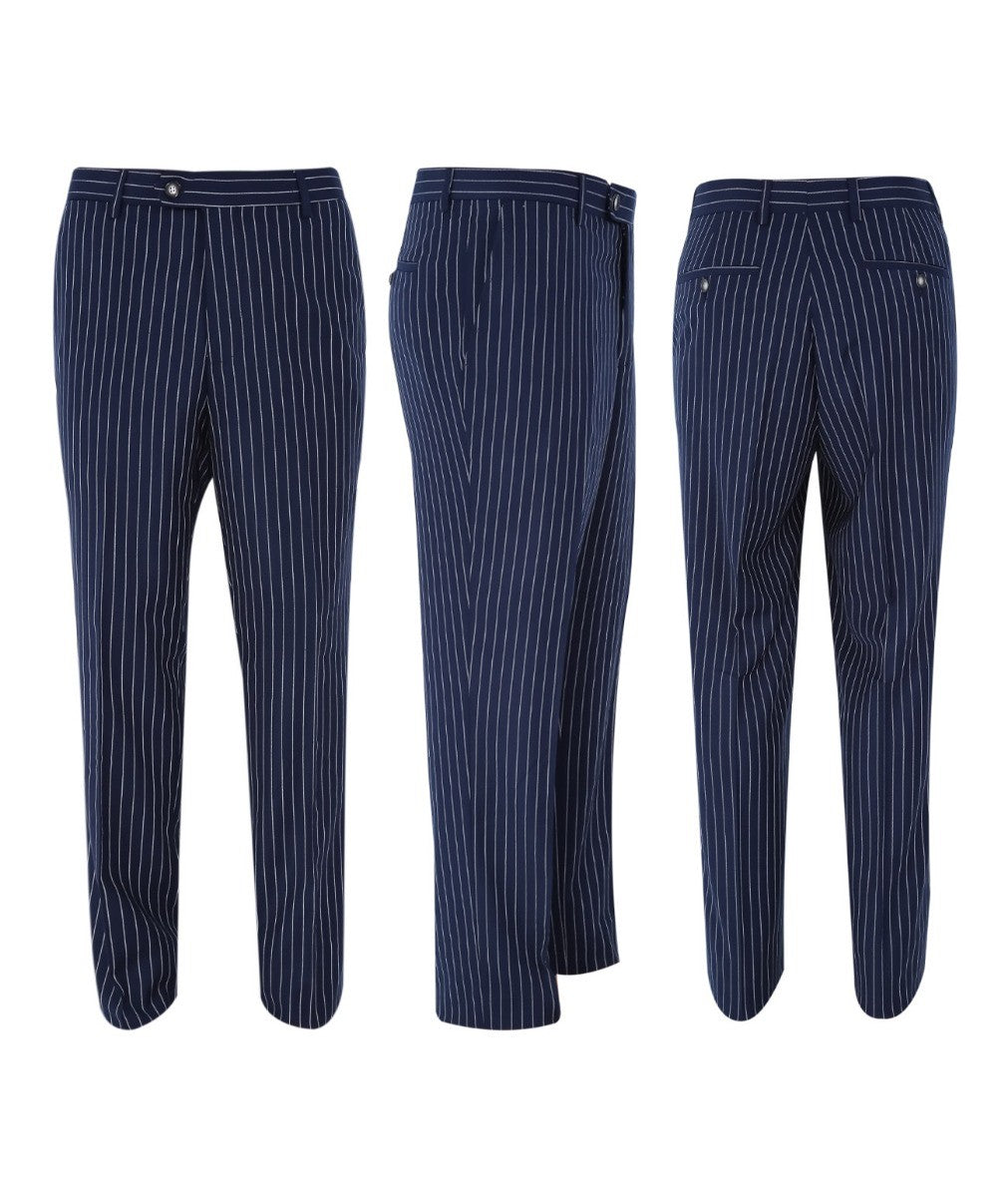 Costume à Rayures Bleu Marine Tailleur pour Homme - MASON - Bleu Marine