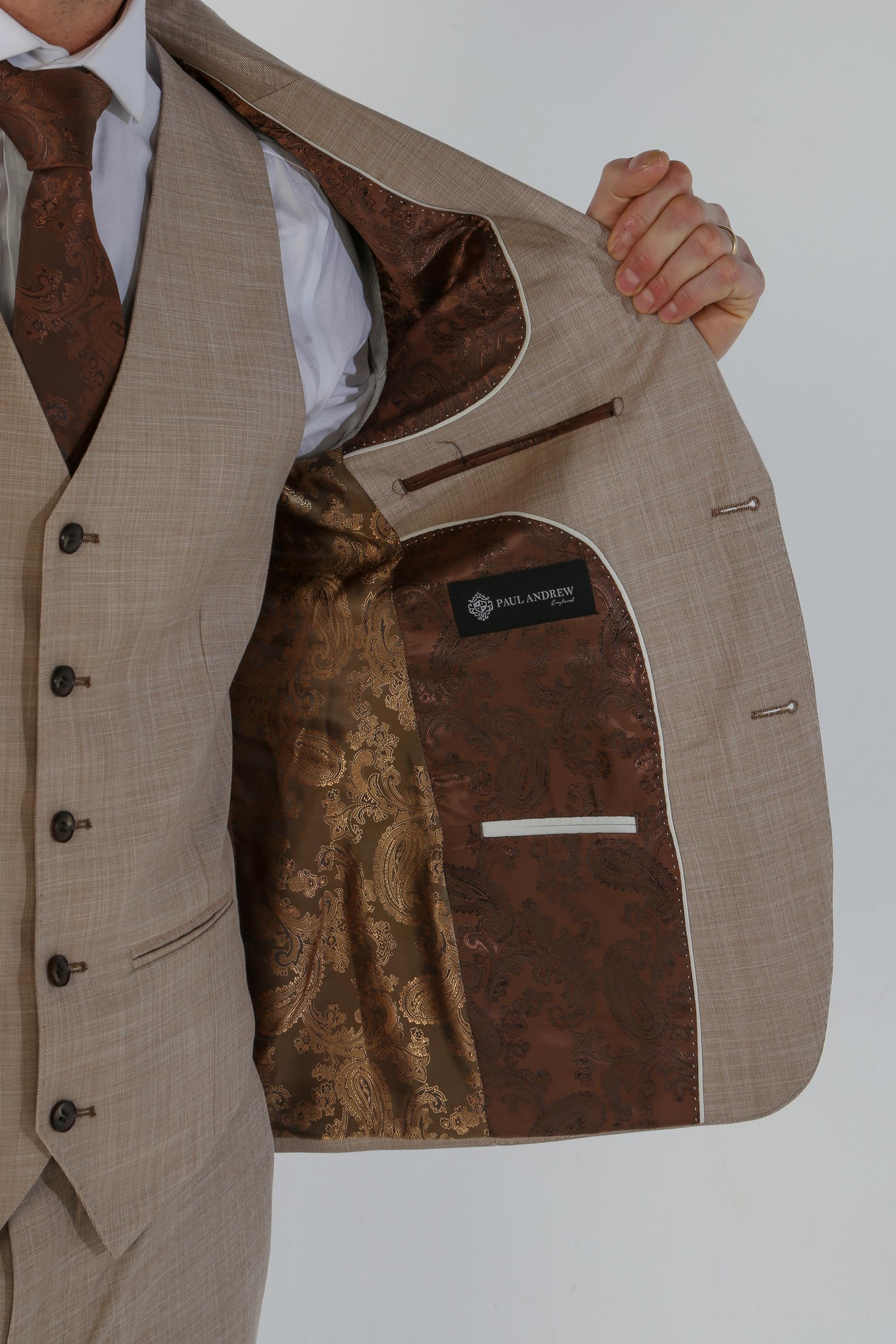 Costume à Motif Check Tailleur pour Homme - KURT - Beige