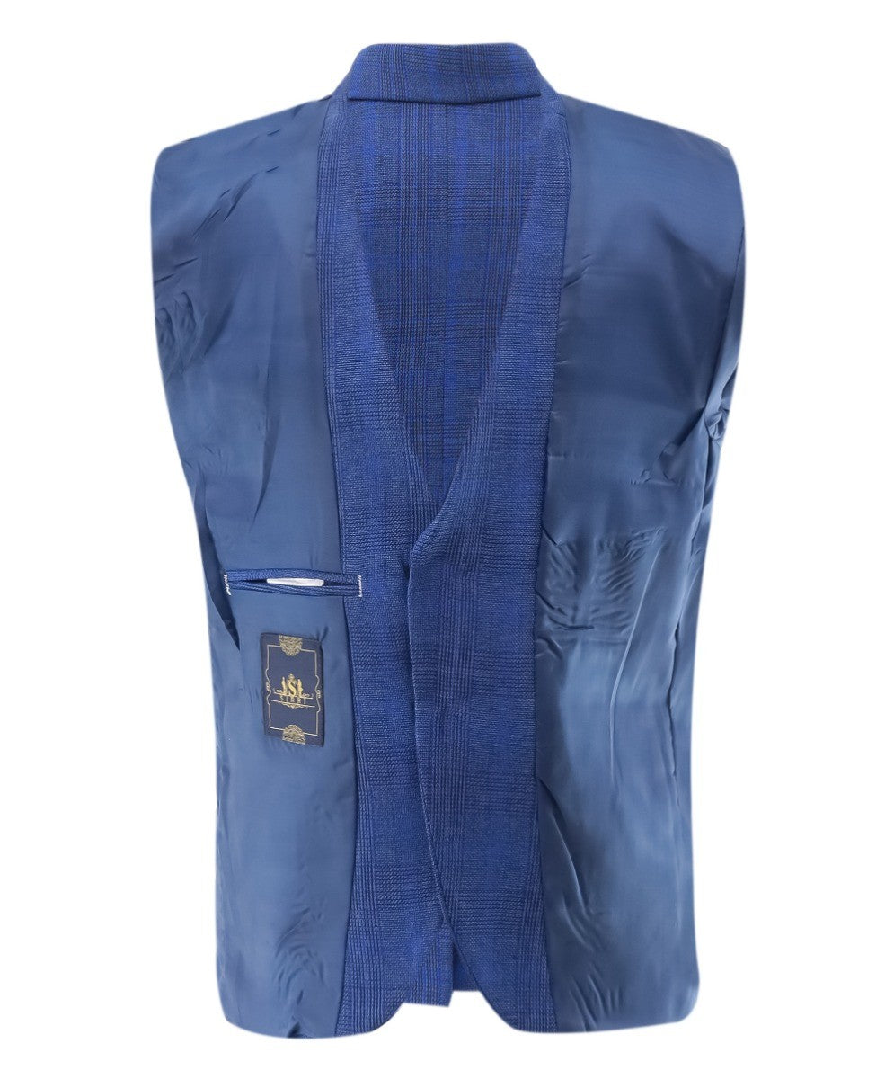Costume à Carreaux Tailored Fit Bleu pour Garçons - LIONEL - Bleu Moyen