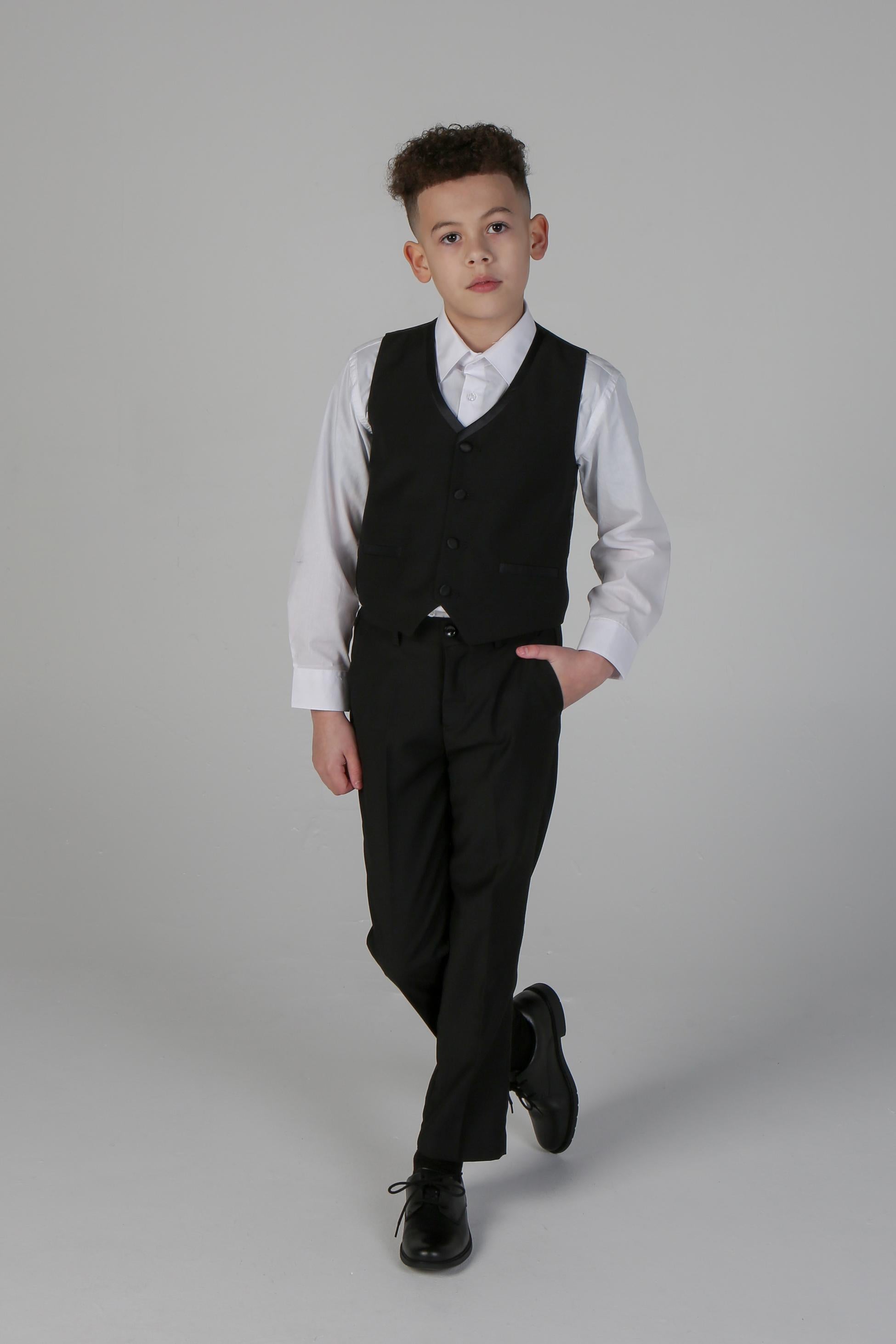 Costume de Smoking à Revers Peak pour Garçons - HARRY Noir - Noir