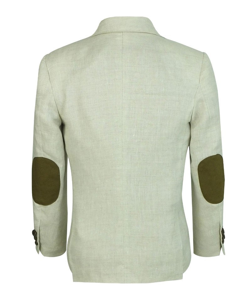 Jungen Leinenanzug mit Ellbogenpatches - Tan Beige