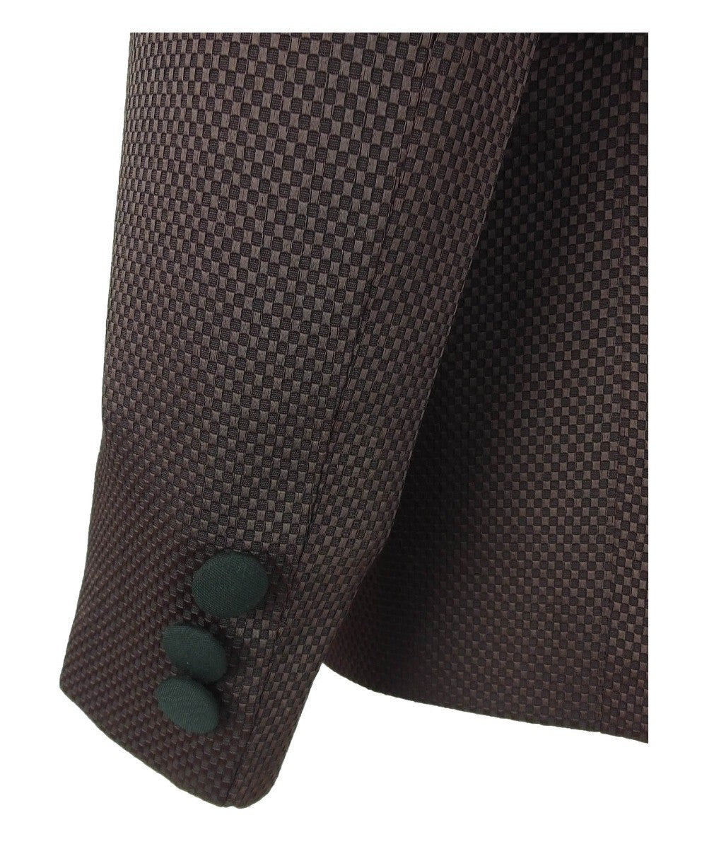 Costume à Motifs Birdseye avec Passepoil pour Garçons - BENIGNO - Bordeaux - Noir
