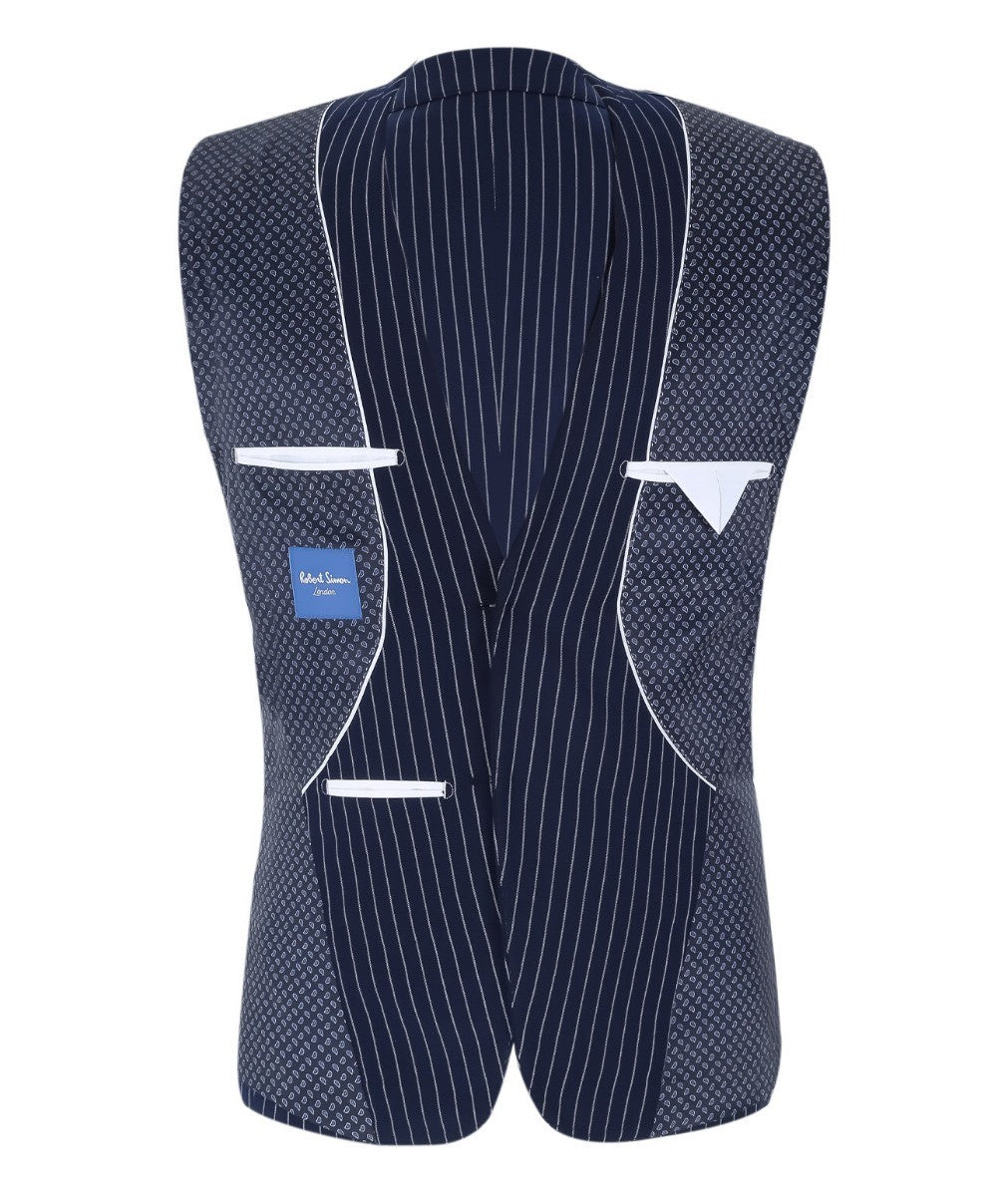 Costume à Rayures Bleu Marine Tailleur pour Homme - MASON - Bleu Marine