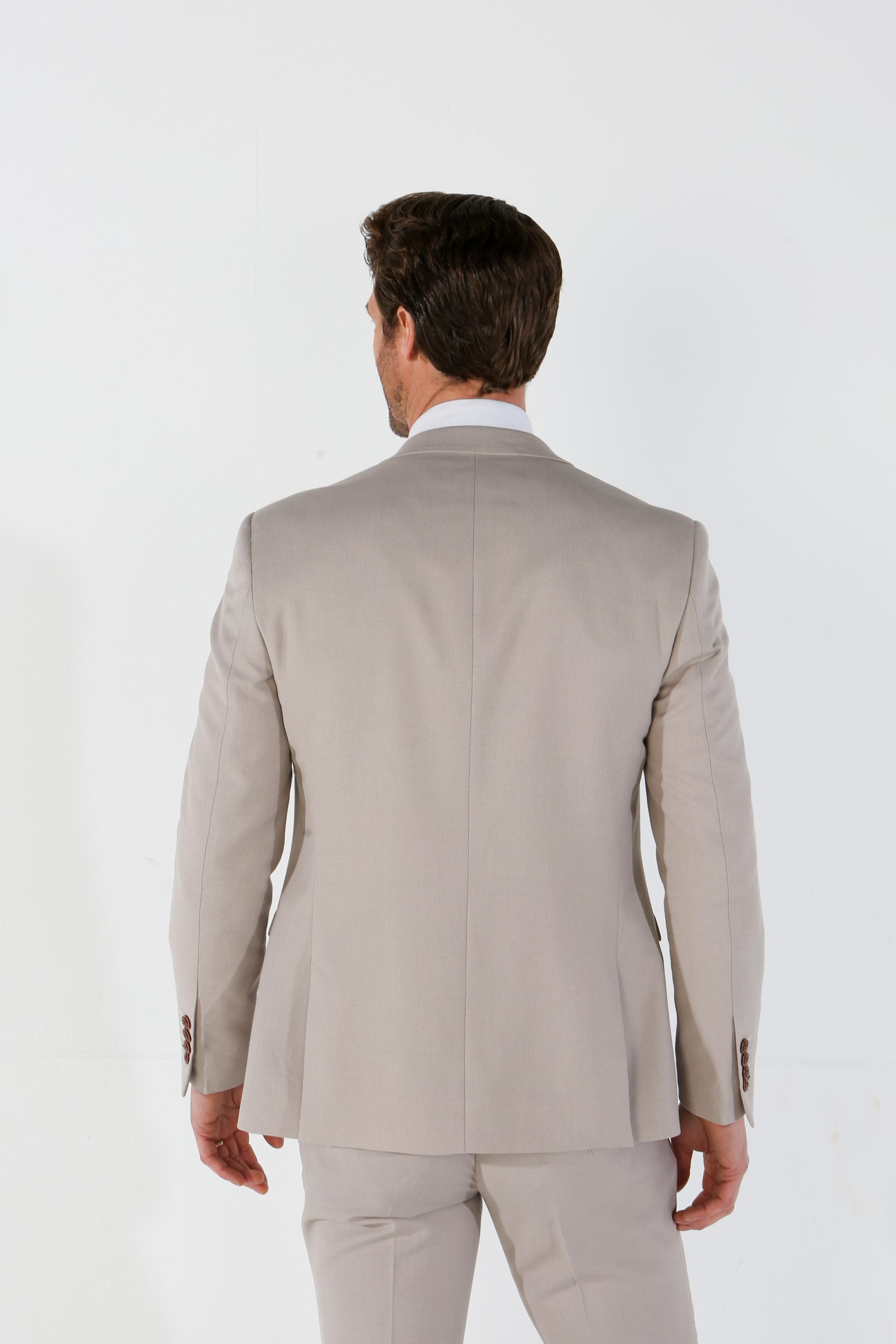 Men's Tailored Fit Suit Jacket - MAYFAIR - Stone Beige