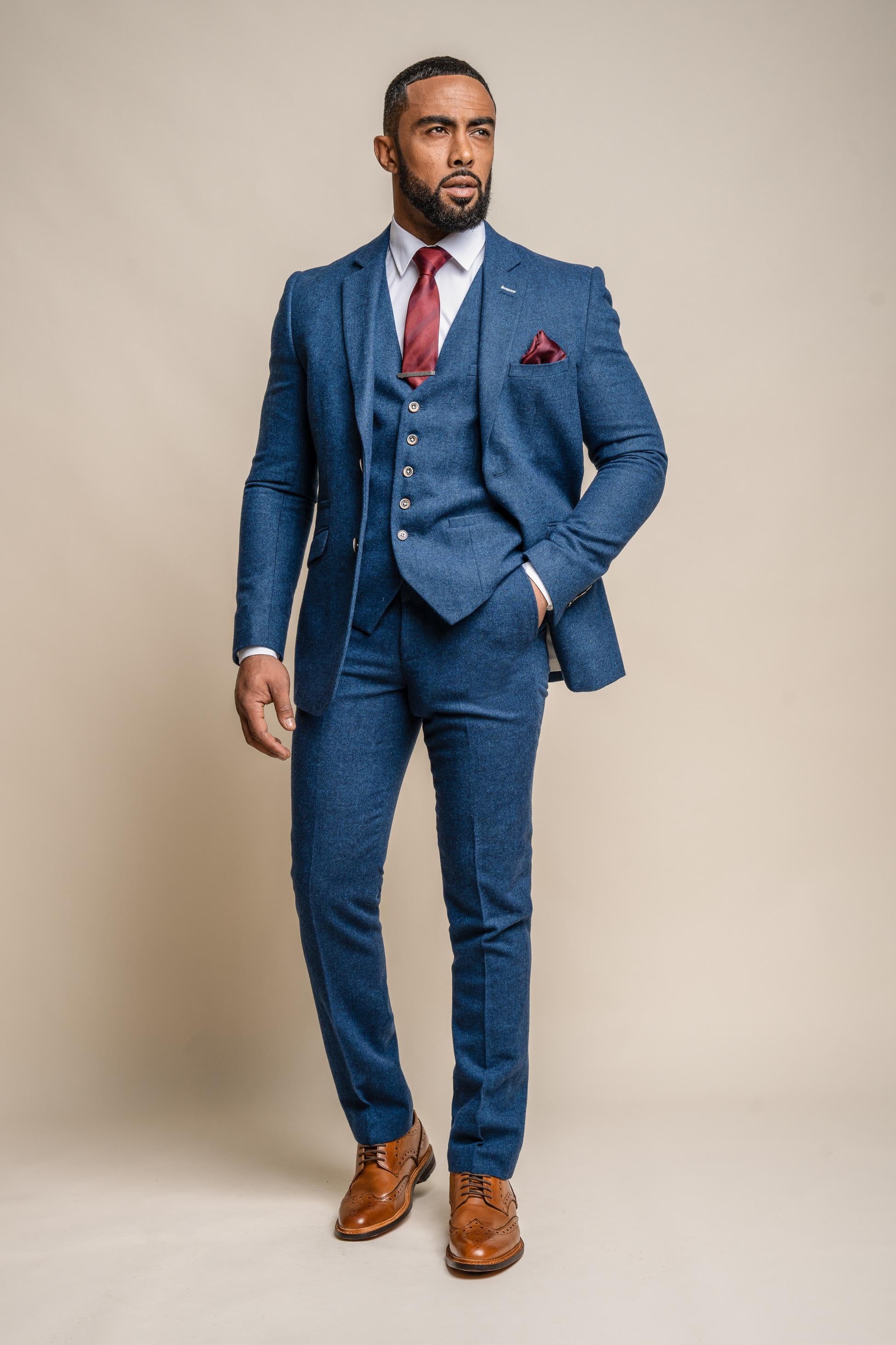 Blauer Herrenanzug aus Tweedwolle im Slim Fit - ORSON - Blau