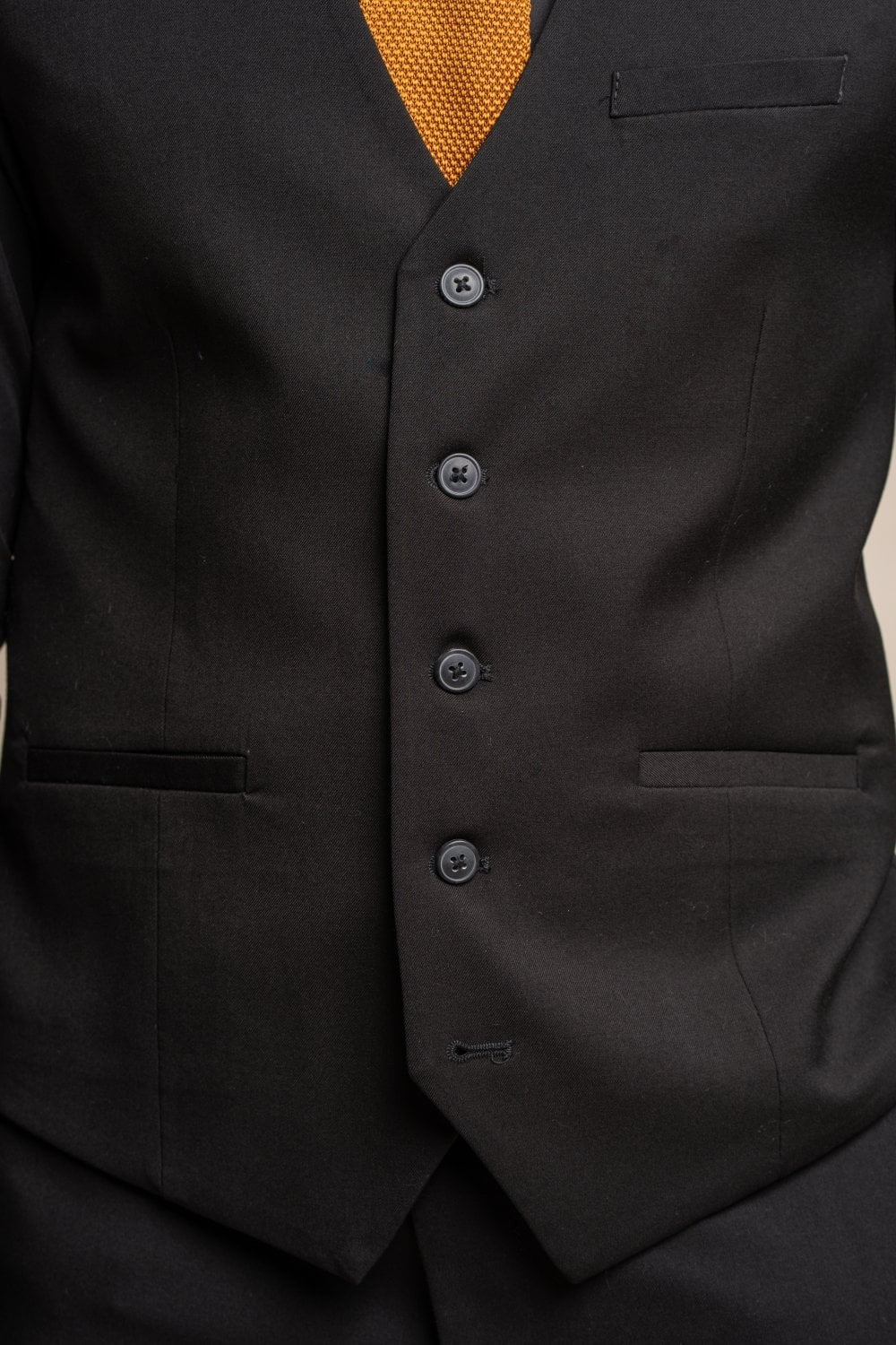 Men's Slim Fit Black Formal Waistcoat - MARCO - Black
