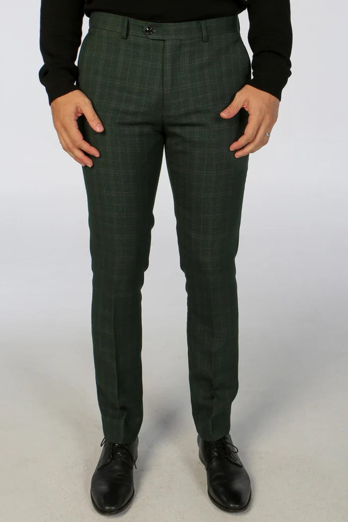 Men's Tailored Fit Check 2PC Suit - LEO - Green