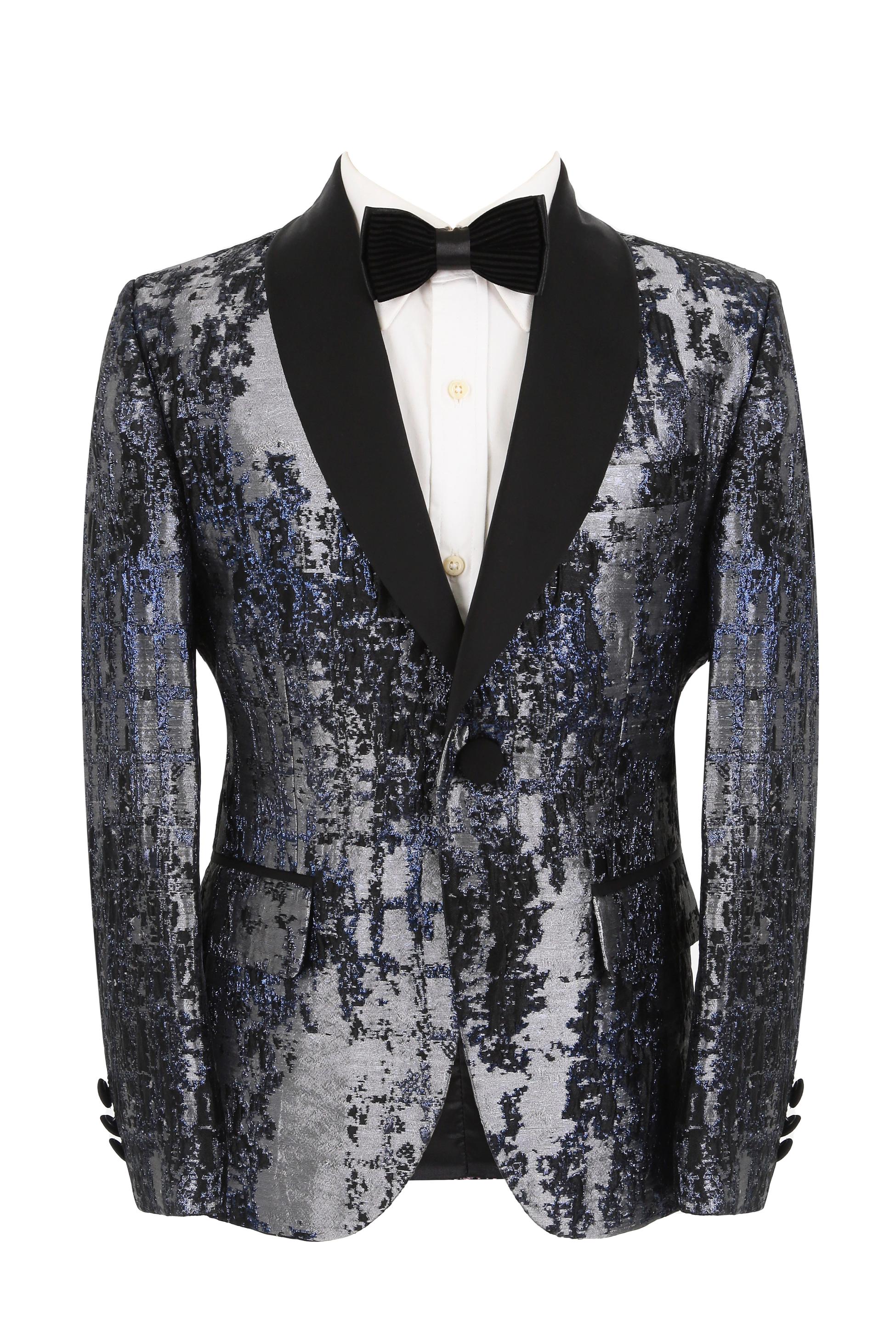Costume de Smoking à Motifs Iridescents pour Garçons - Noir - Argent