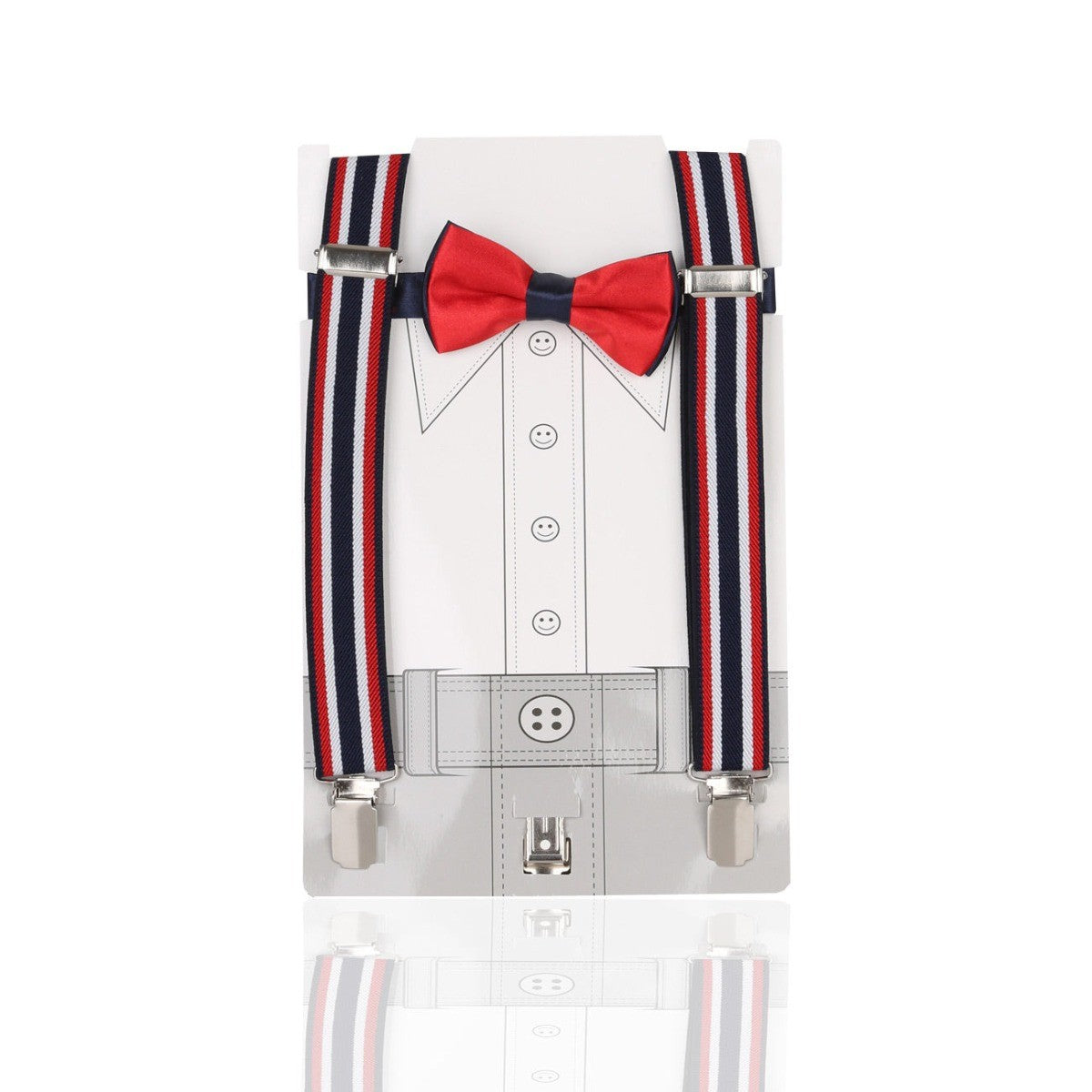 Erkek Çocuk Ayarlanabilir Lastikli Y-Sırt Geniş Papyon Askı Takımı - Siyah