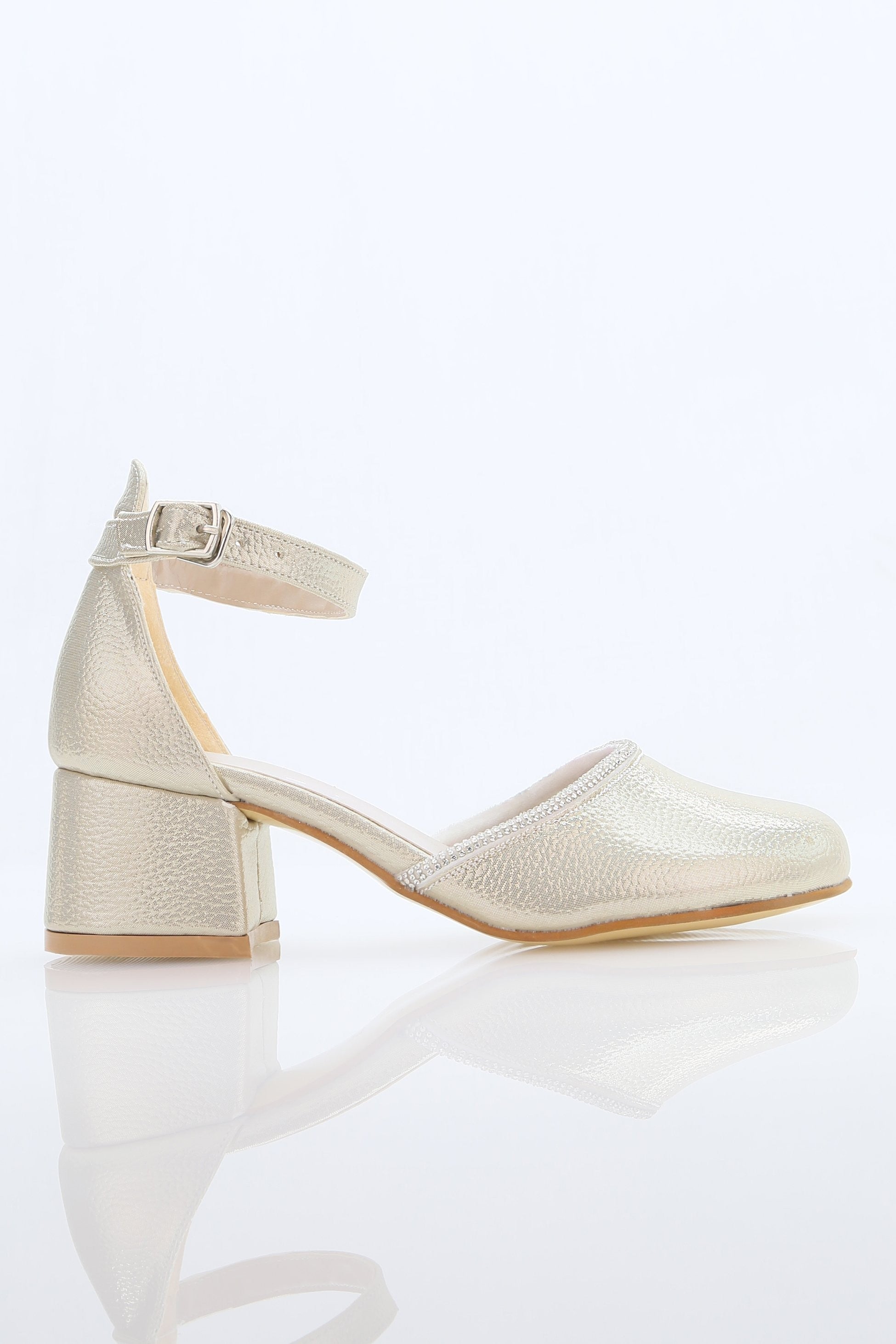Chaussures à talons blocs texturées avec bride pour filles – JEWEL - Or