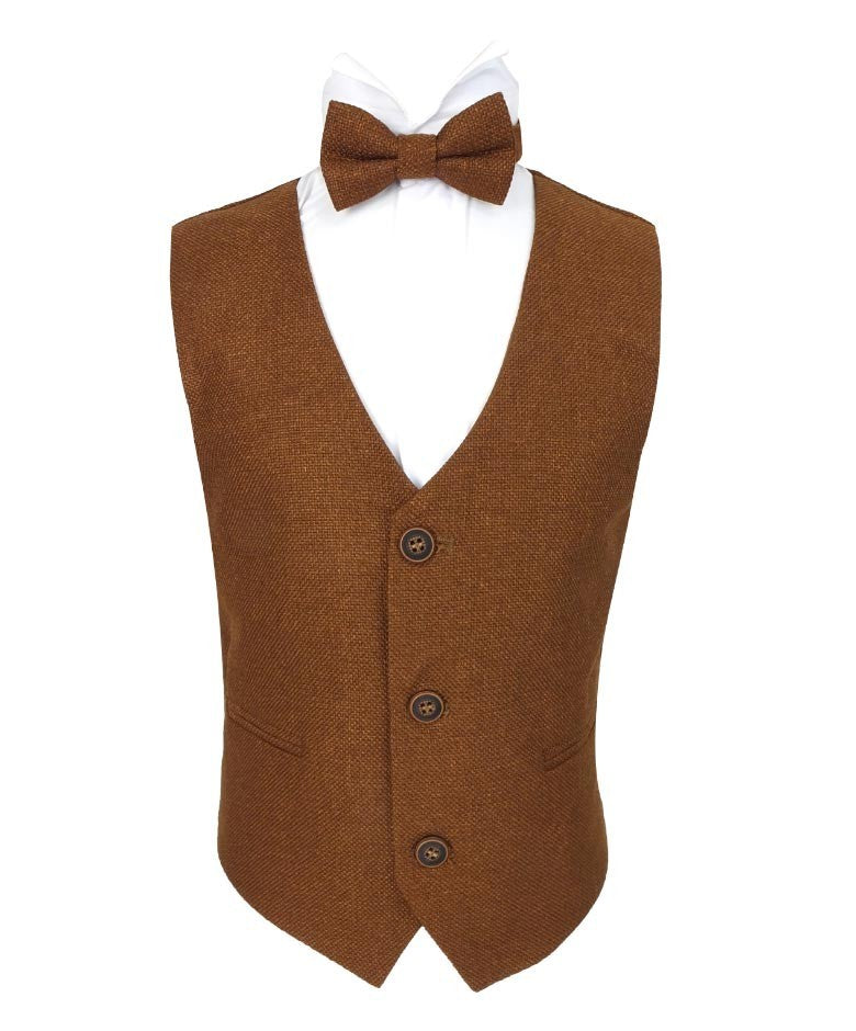 Men's Tweed Waistcoat Set - Cinnamon Brown