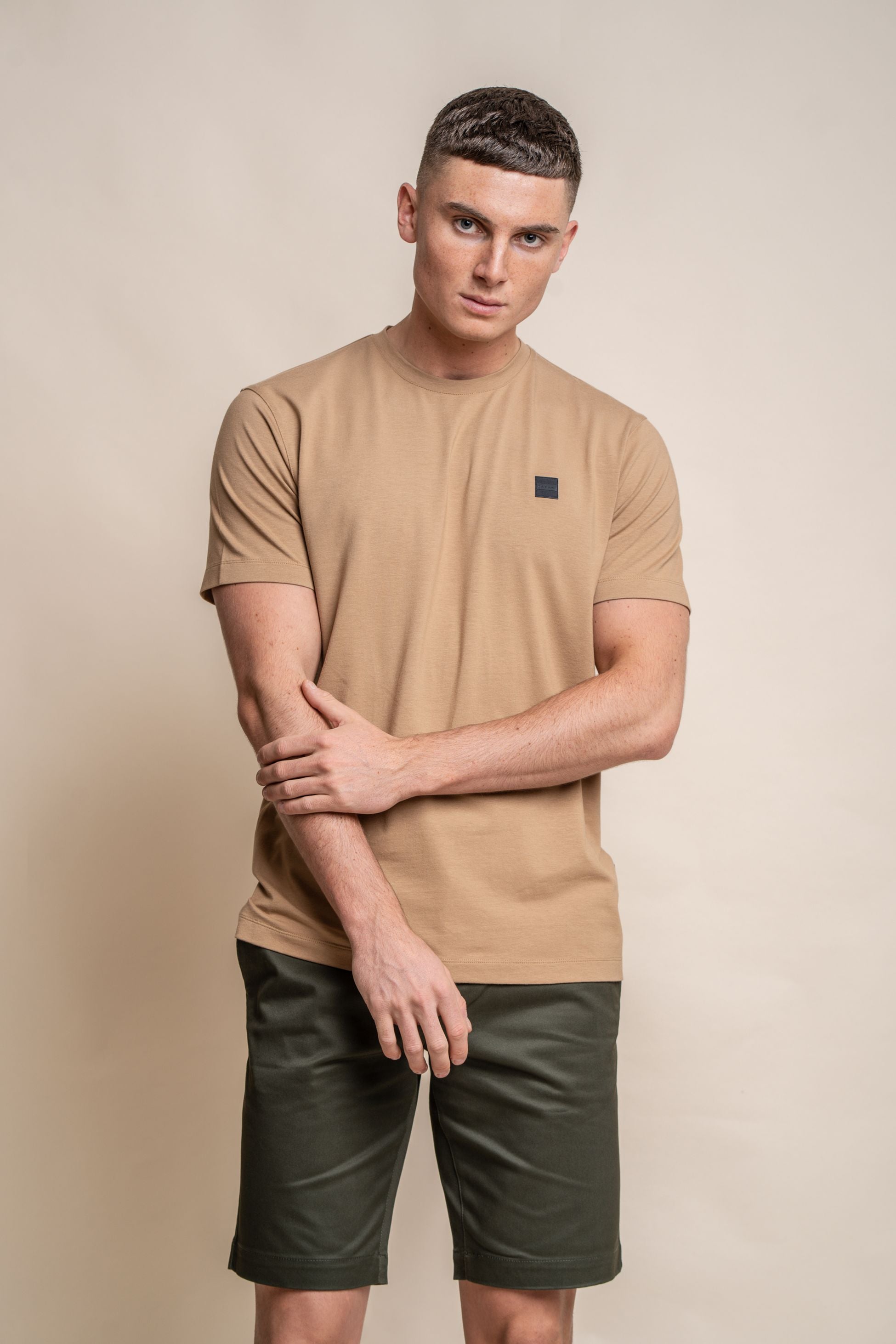 T-shirt en coton à col rond pour hommes - BOGART - Beige Sable
