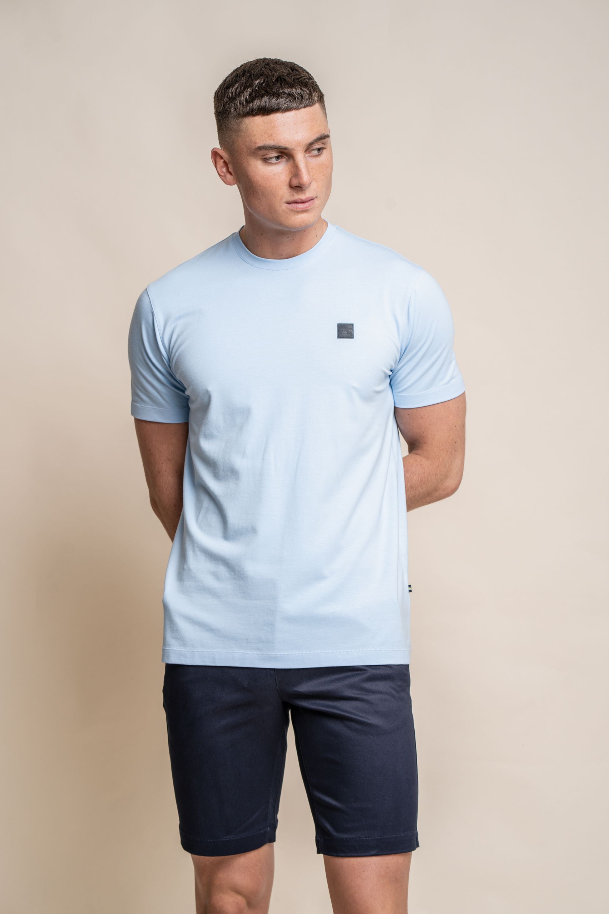 T-shirt en coton à col rond pour hommes - BOGART - Bleu Ciel
