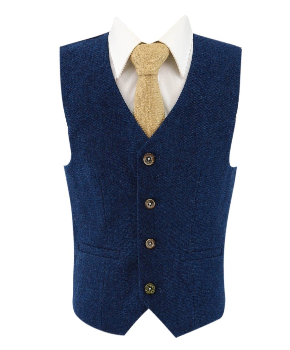 Costume en Tweed et Laine Slim Fit Bleu pour Garçons - ORSON - Bleu