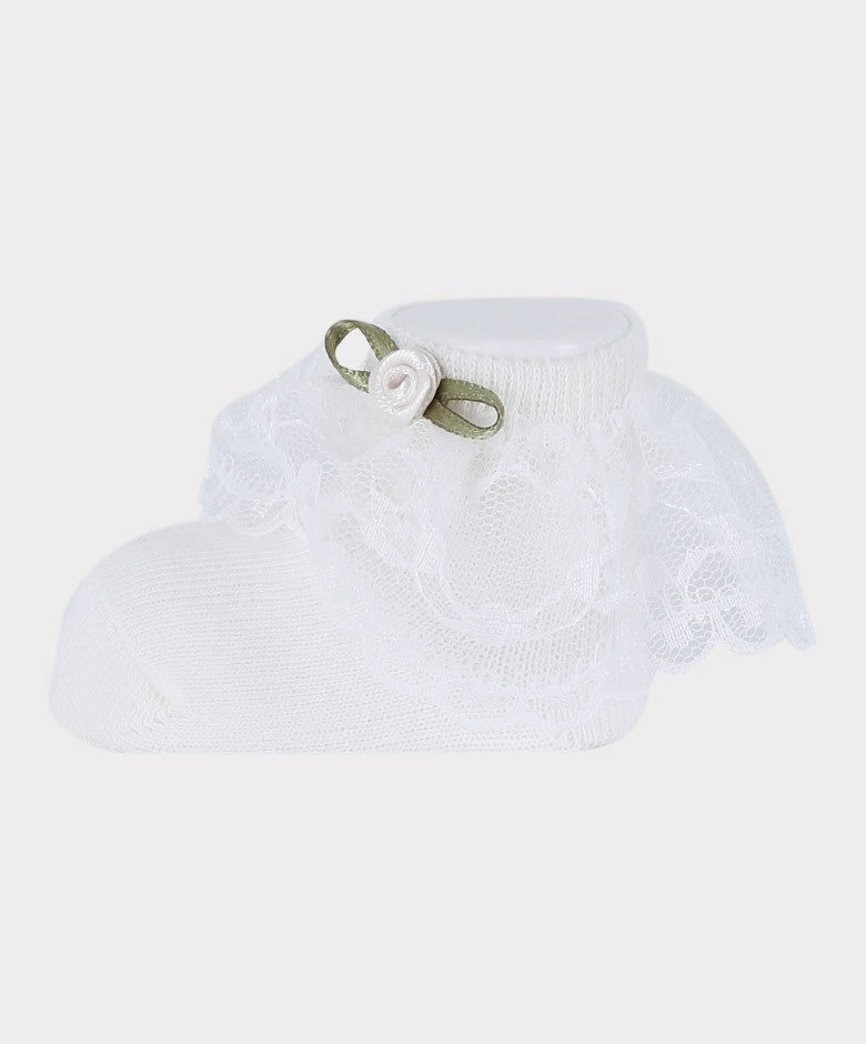 Baby Girls Headband and Socks Set - White