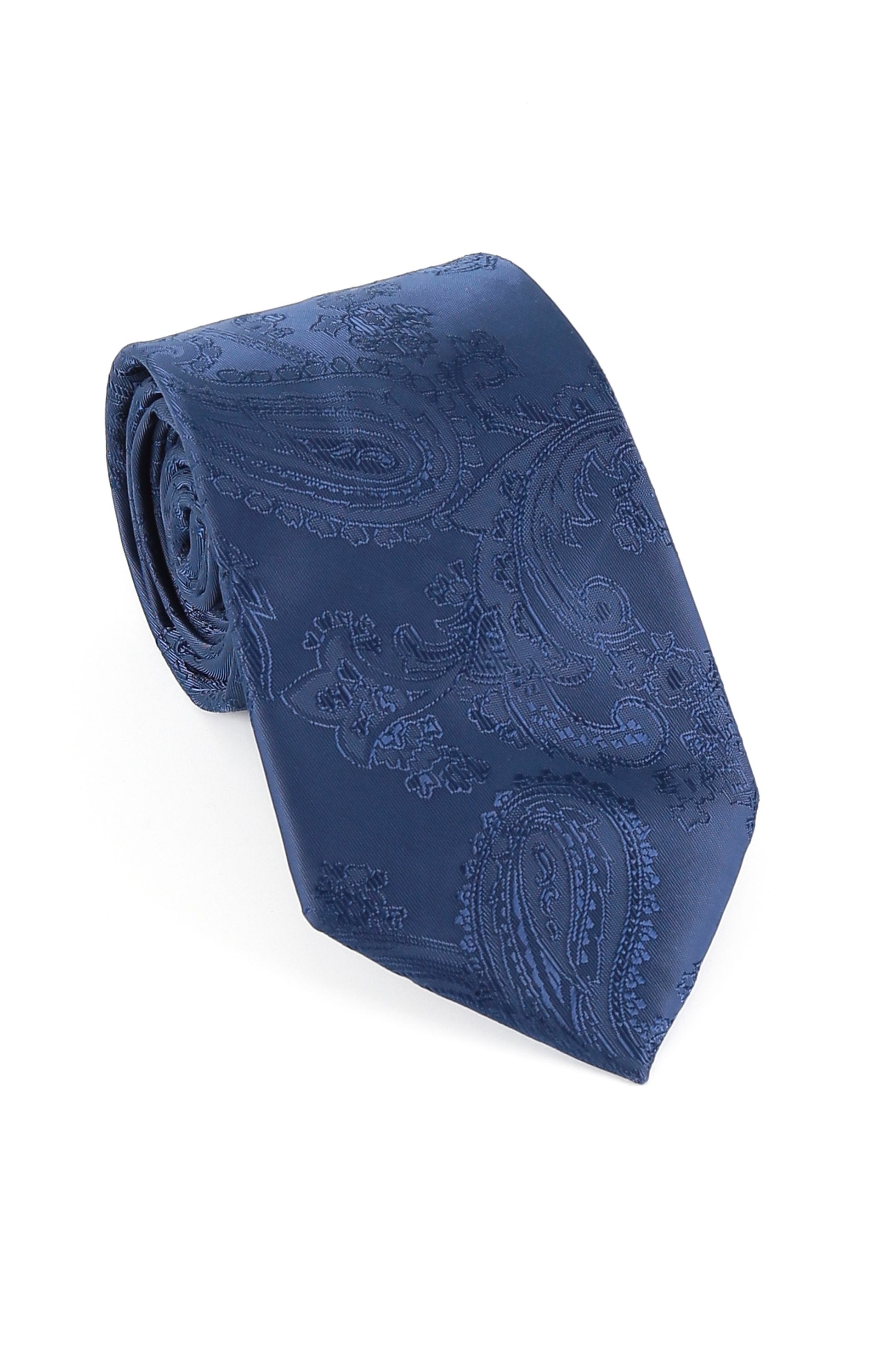 Ensemble cravate et boutons de manchette paisley pour hommes - Bleu profond