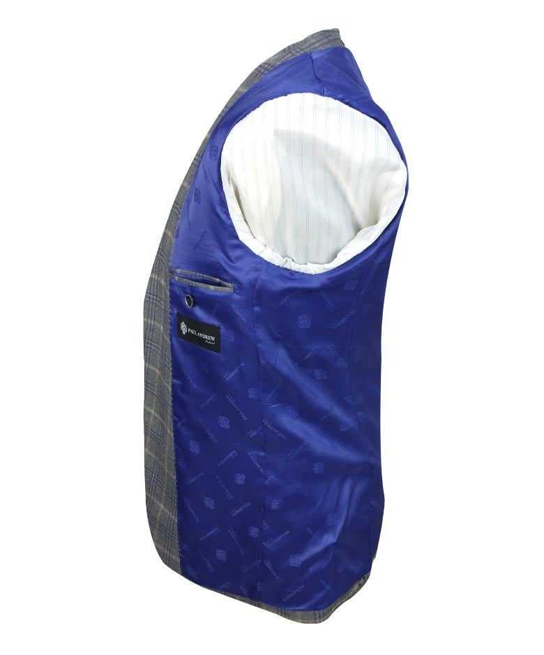 Herren Maßgeschneiderter Retro Karo Anzug - KENNETH - Grau - Gold