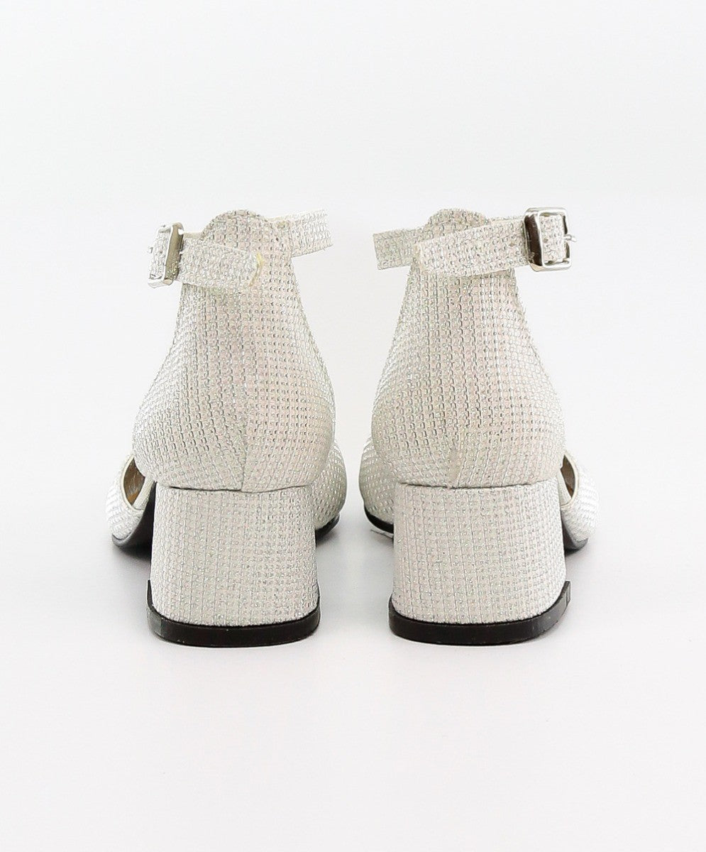 Chaussures de Communion à Bride à la Cheville et Bloc Talon pour Filles - Crème