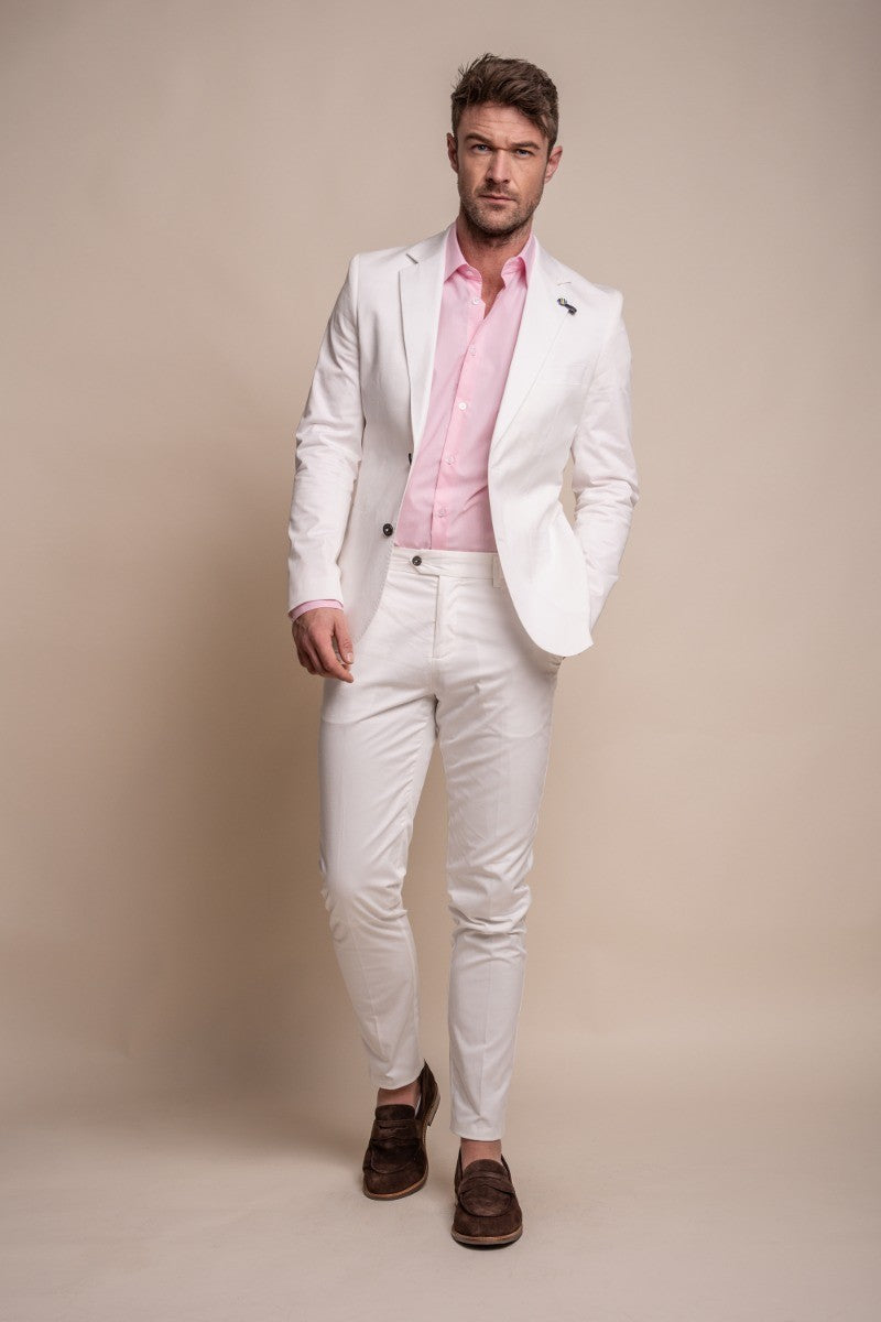 Costume en Coton Slim Fit Formel pour Hommes - MARIO - Ecru