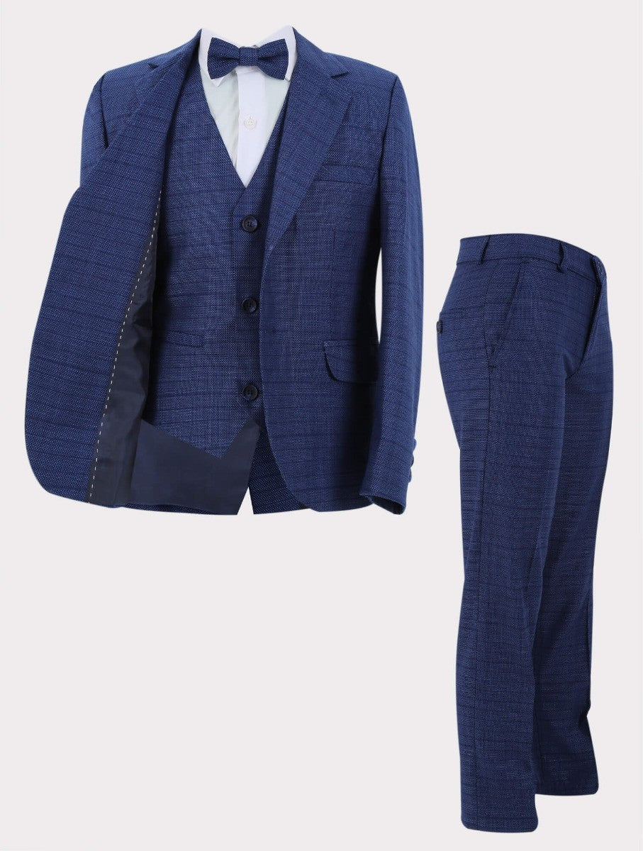 Costume Texturé à Carreaux pour Garçons - Joseph Bleu - Bleu