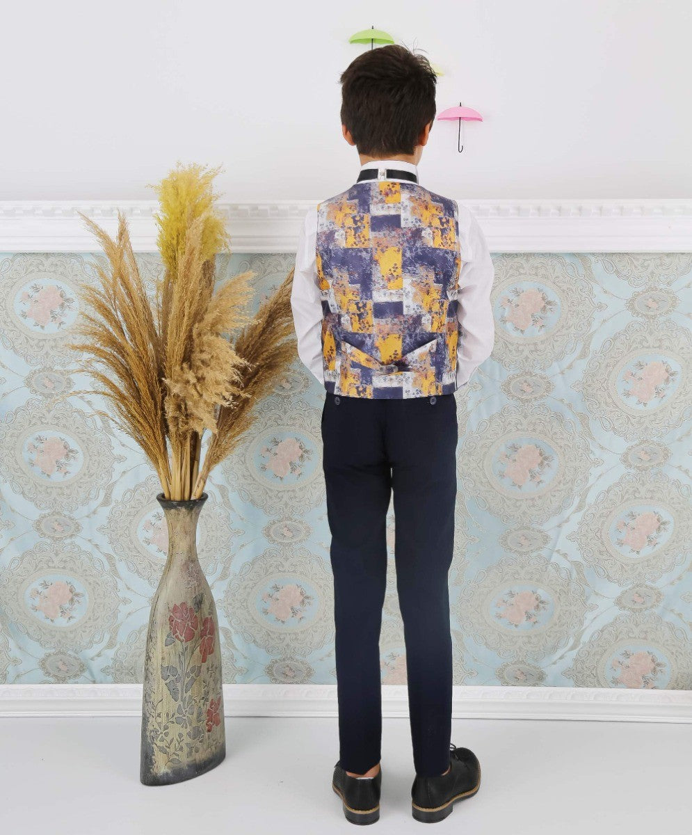 Costume à Pois Slim Fit pour Garçons - ARISTOTLE - Bleu Marine